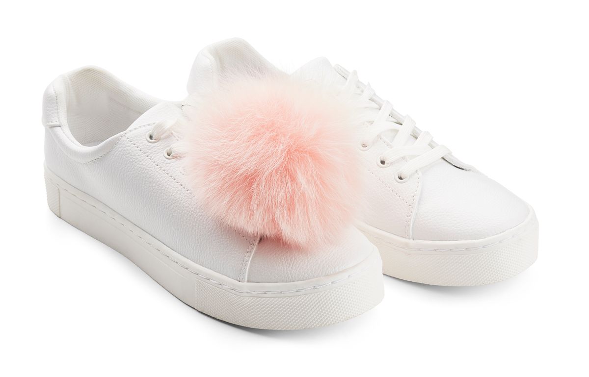 Schoenclips Pompon Vos Roze