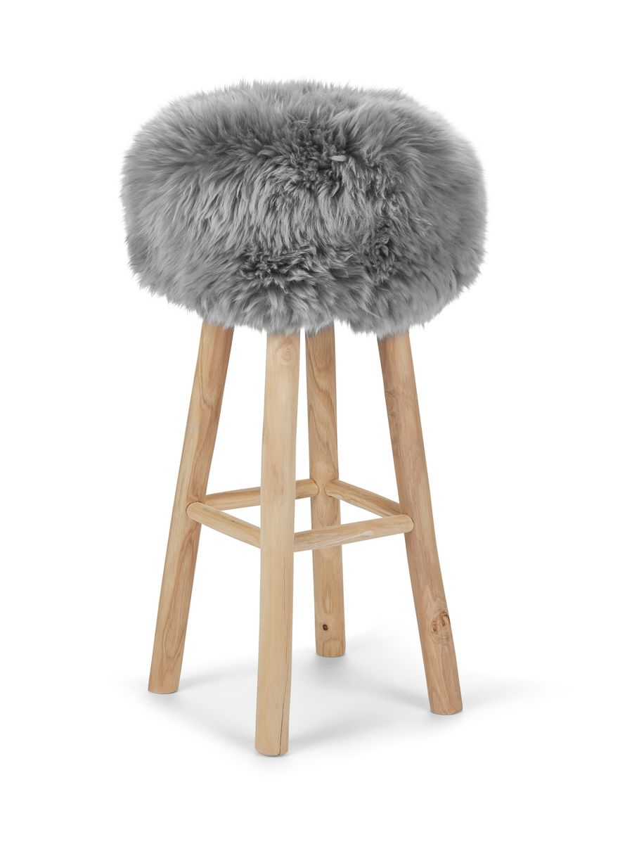 Premium Seat Cover | Long Wool | New Zealand | Ø34cm Licht Grijs