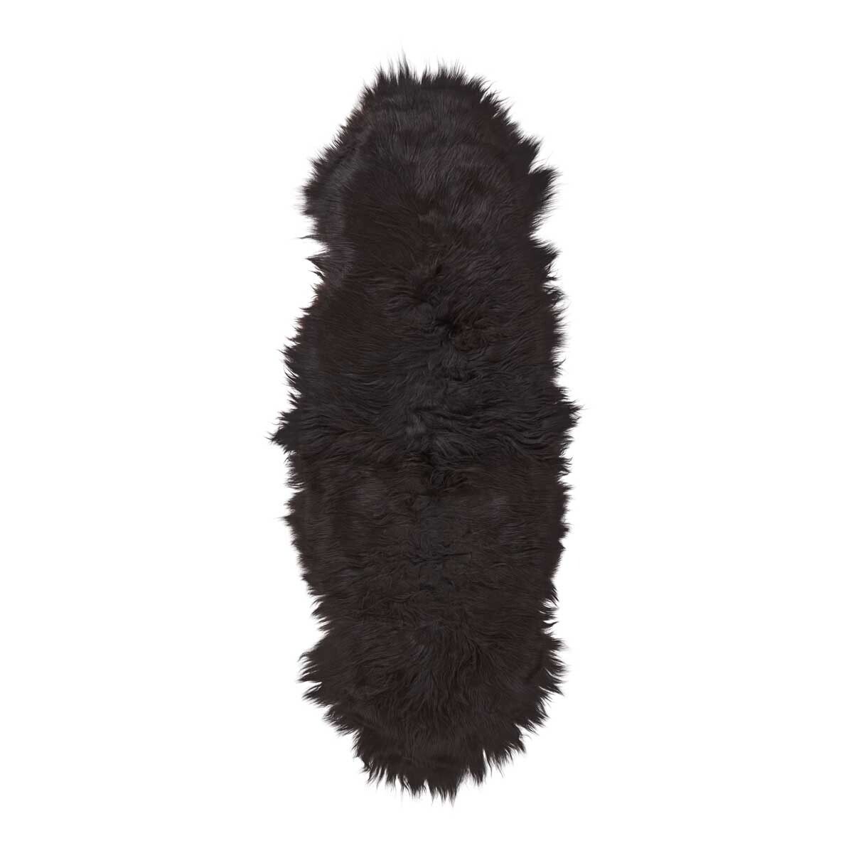 Dubbele IJslandse Schapenvacht | Langharig | 180 cm Natuurlijk Zwart
