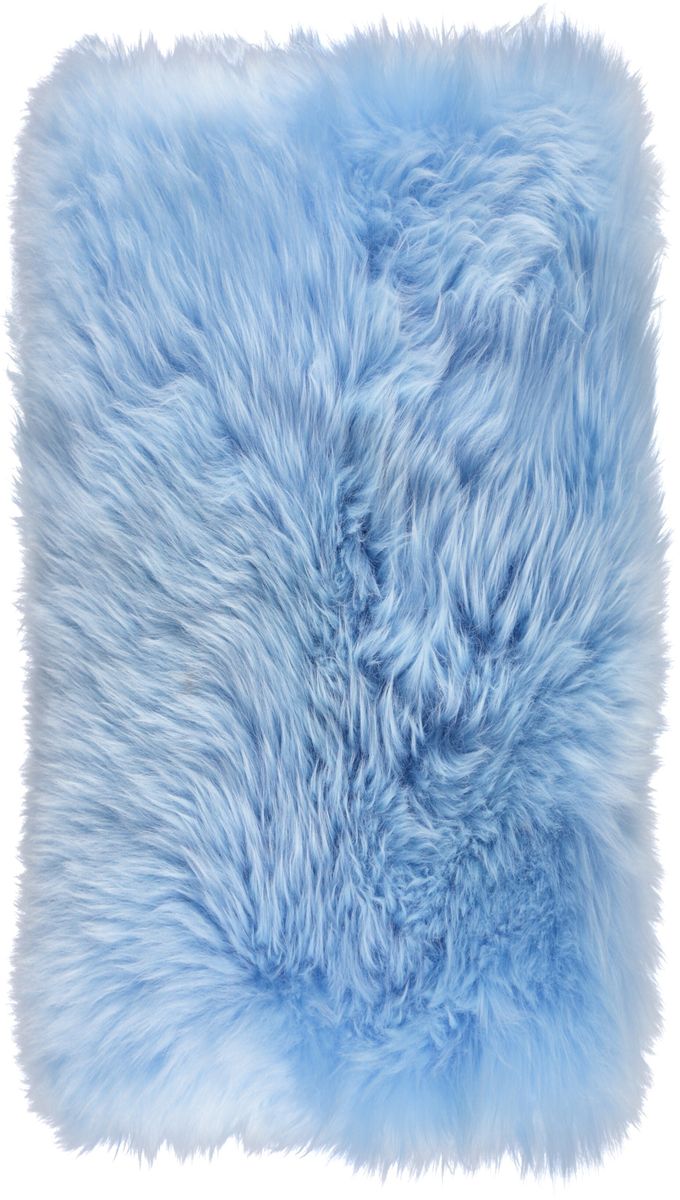 Langharig Schapenvacht Kussen | 28x56 cm Zomerhemel blauw