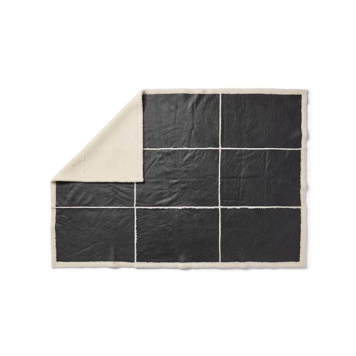 Addison Plaid | Tweezijdige Schapenvacht | Korte Wol Zwart/Wit