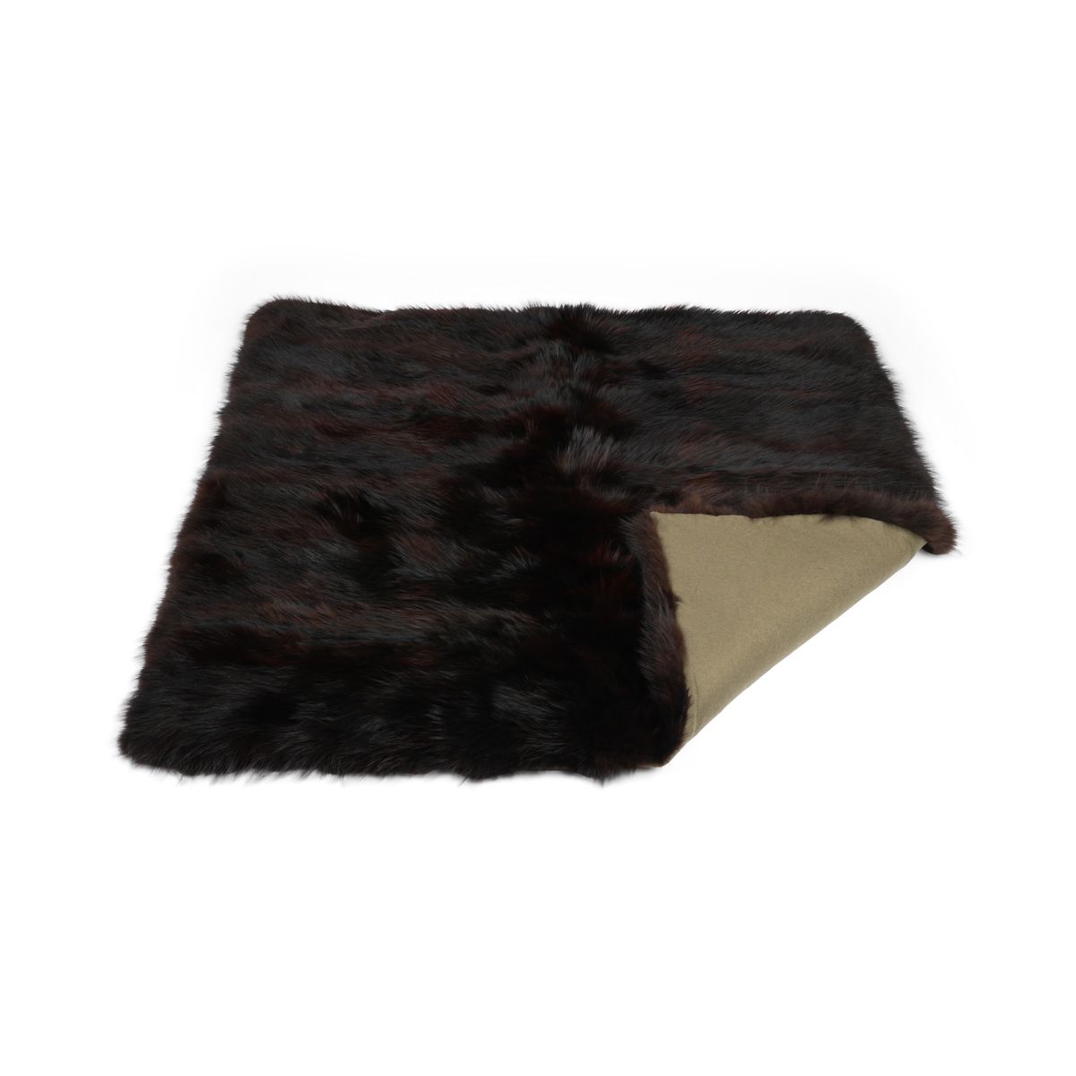 Premium Vos Plaid | Kasjmier Achterkant | Donkerbruin | 150x150 cm