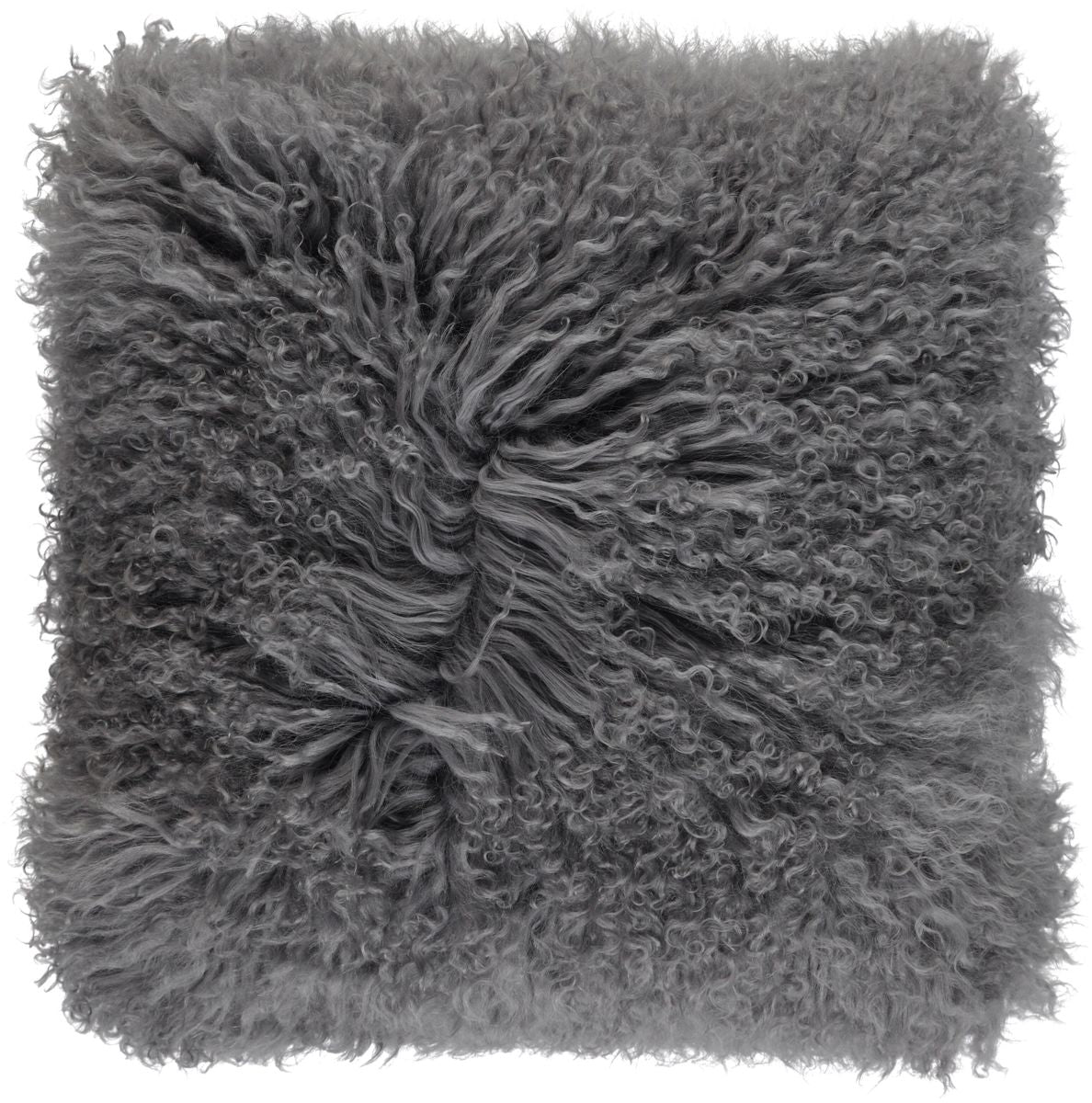 Curly Schapenvacht Kussen | Dubbelzijdig | 56x56 cm Staal