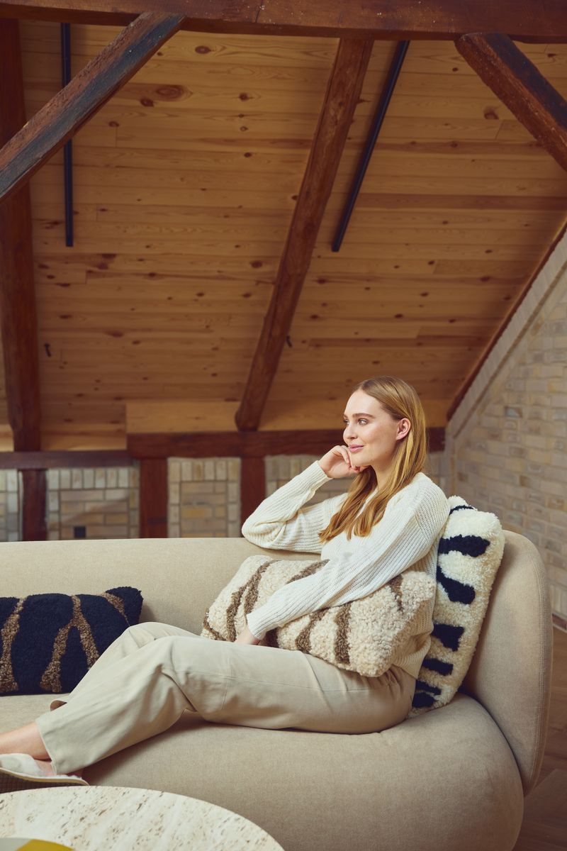 Zebra Kussen | Dubbelzijdig | 30x60 cm Taupe/Zwart