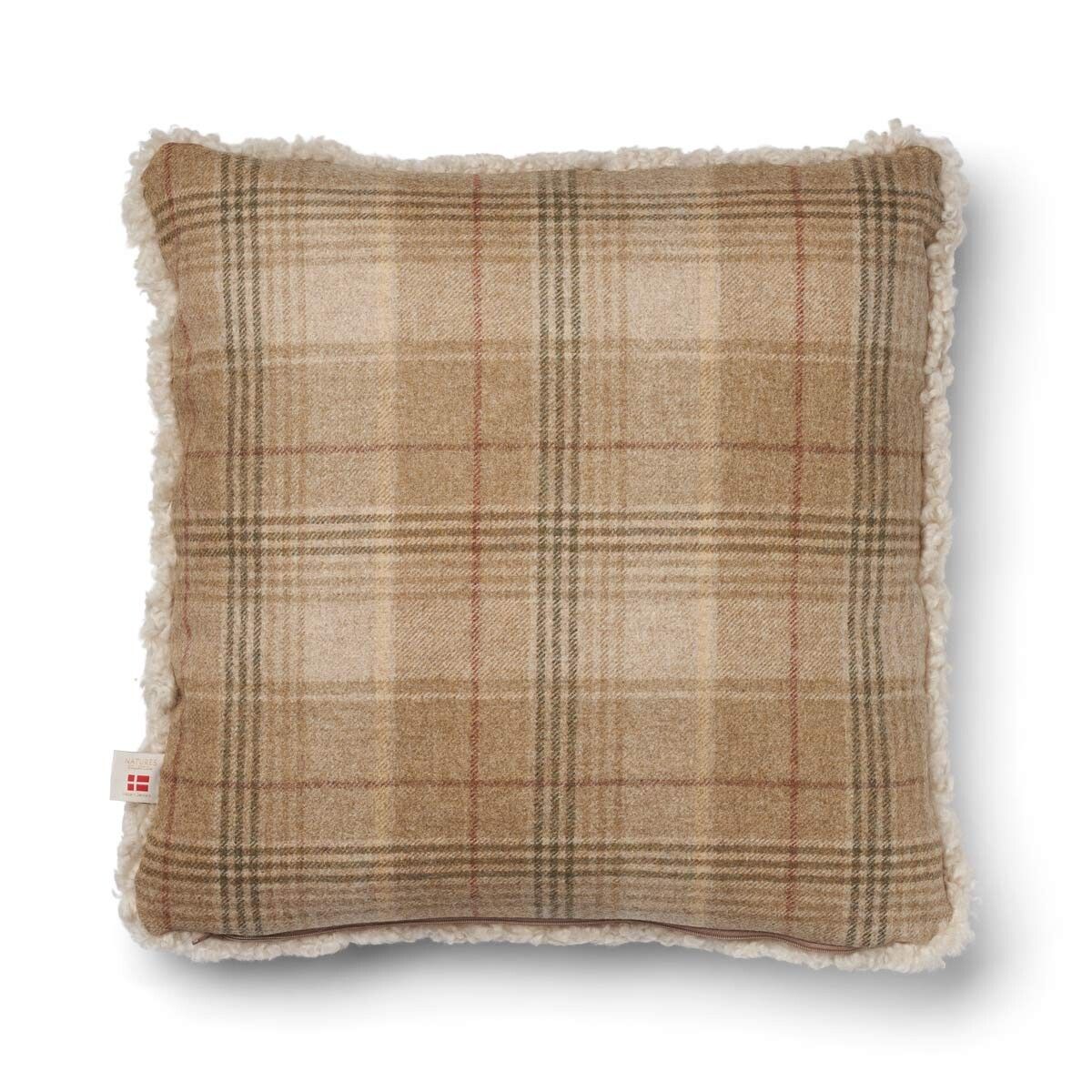 Eenzijdig Schapenvacht Kussen | SW | 52x52 cm Zand-Beige/Parel