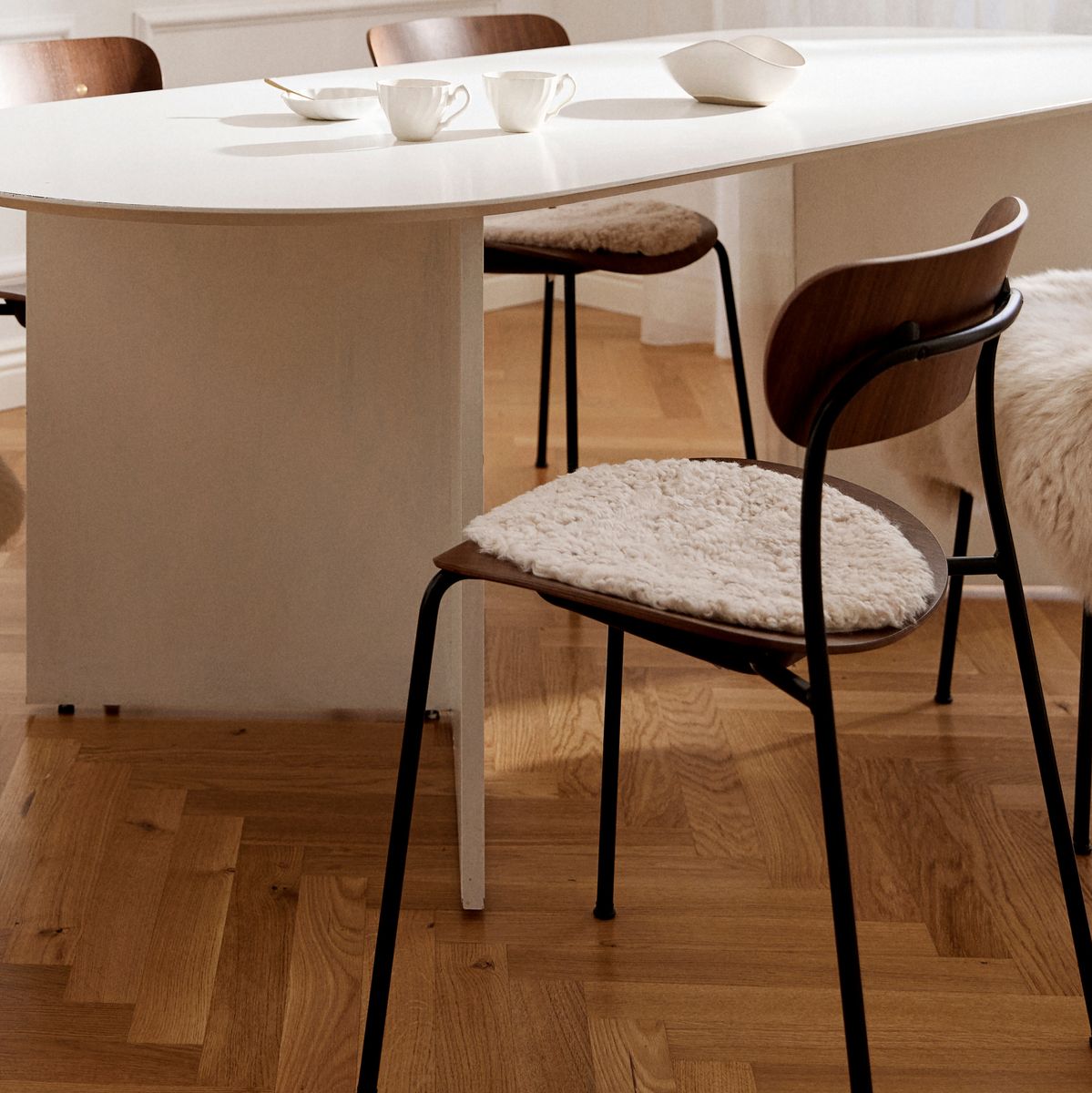 Kortharige Schapenvacht Stoel Cover | Ø34 cm Grafiet