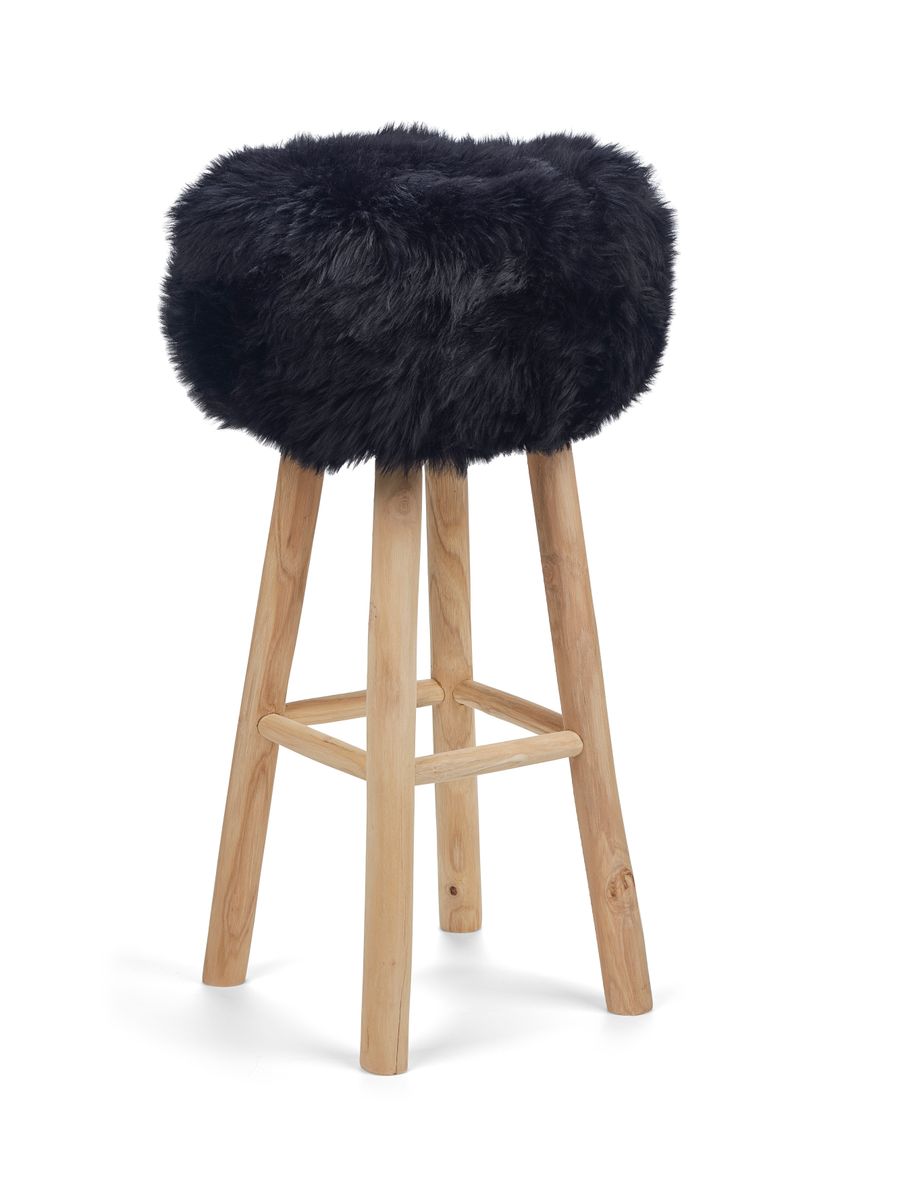 Premium Seat Cover | Long Wool | New Zealand | Ø34cm Zwart