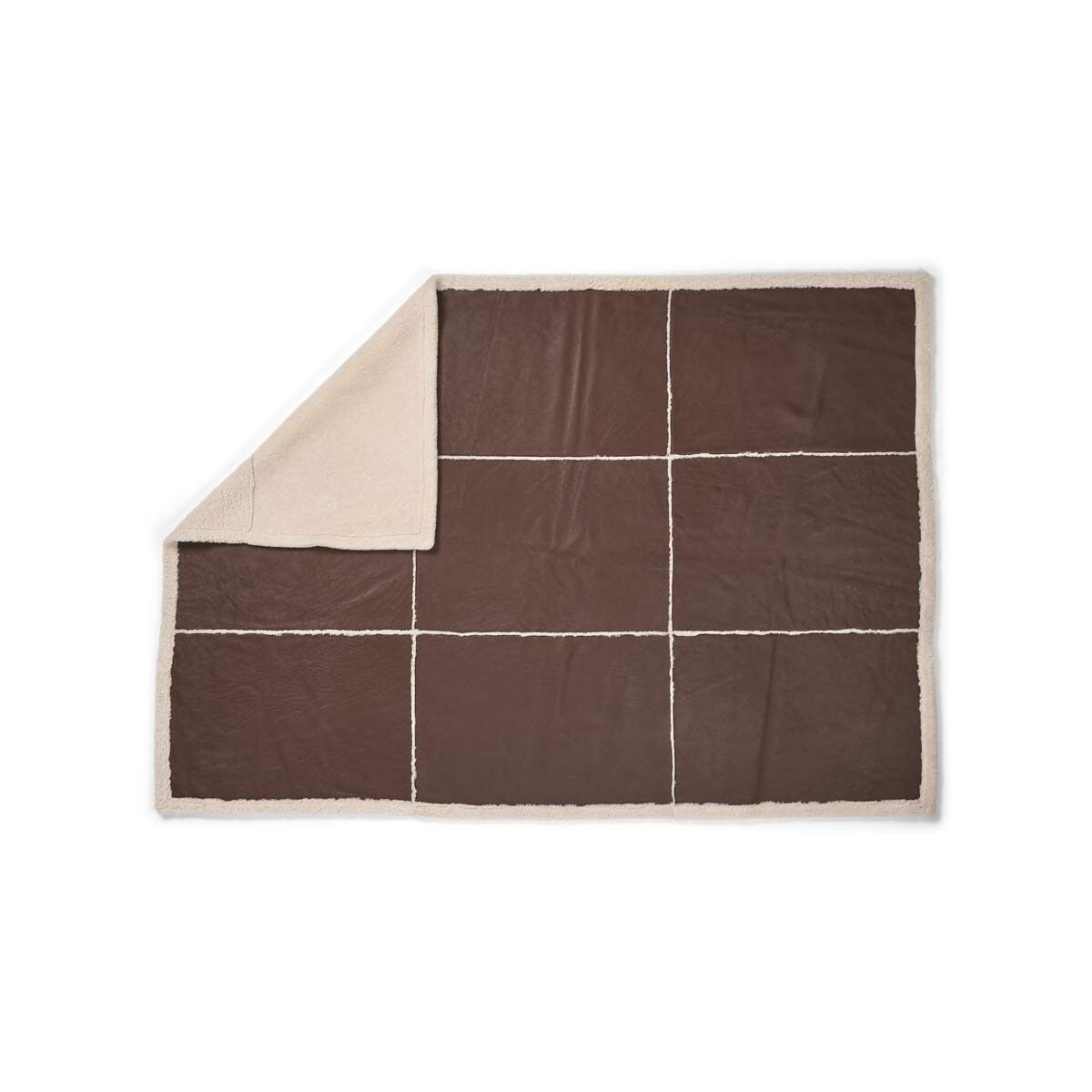 Addison Plaid | Tweezijdige Schapenvacht | Korte Wol Choco/Beige