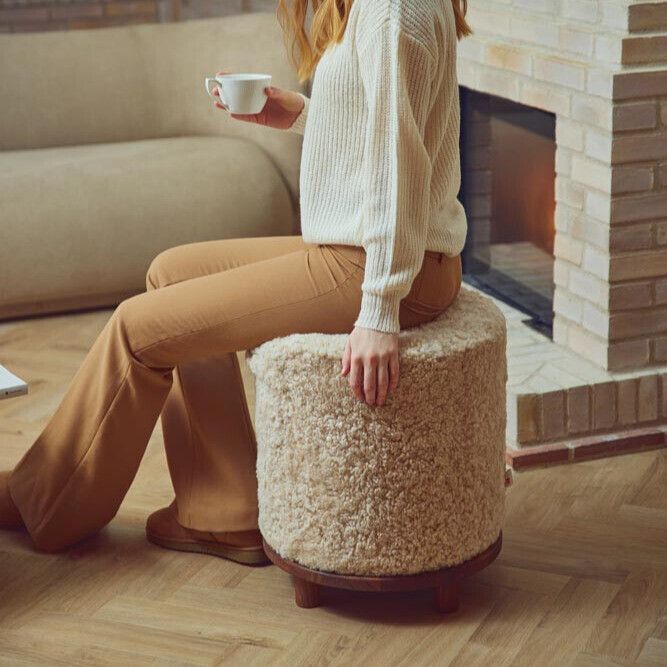 Simon Poef | Kortharige Schapenvacht Antraciet Grijs