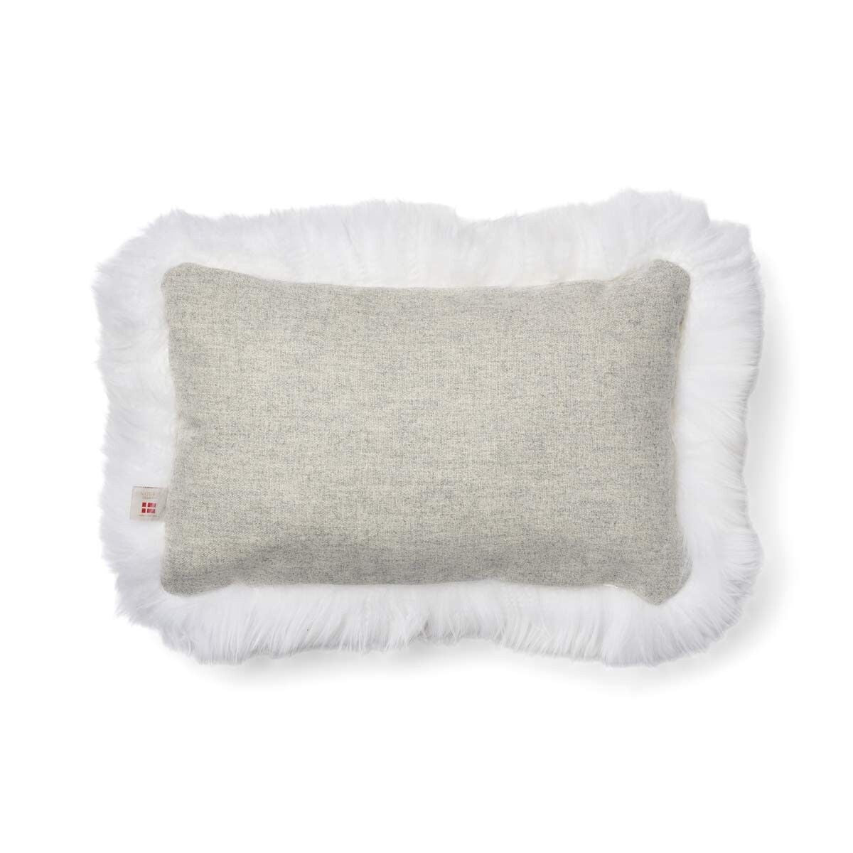 Langharig Schapenvacht Kussen | 52x52 cm | 34x52 cm Zilver/Ivoor