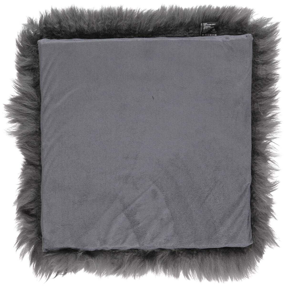 Langharig Schapenvacht Stoel Kussen Staal Grijs