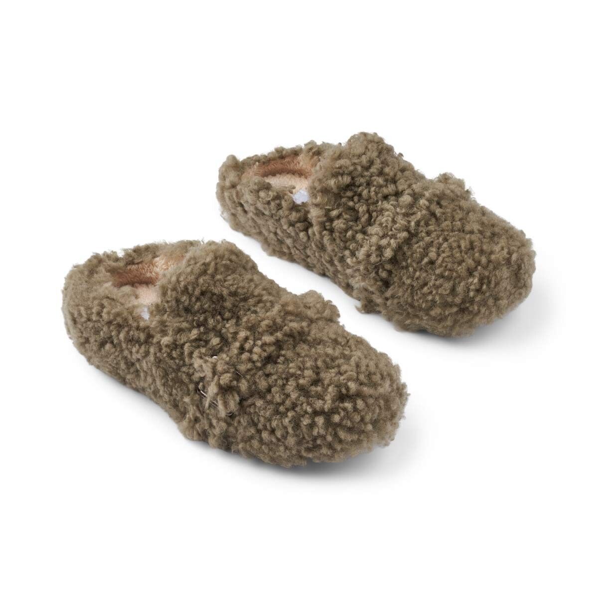 Fluffy Curly Pantoffel Olijfgroen