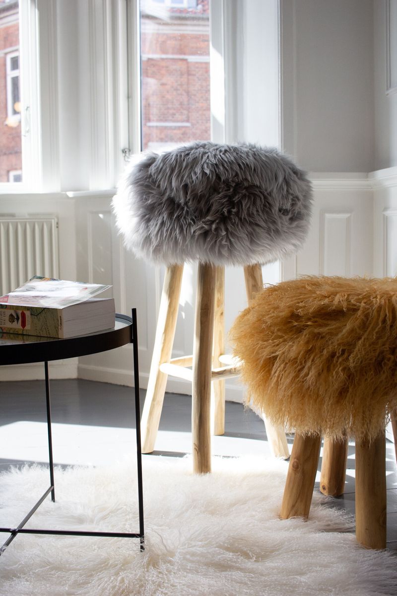 Premium Seat Cover | Long Wool | New Zealand | Ø34cm Licht Grijs