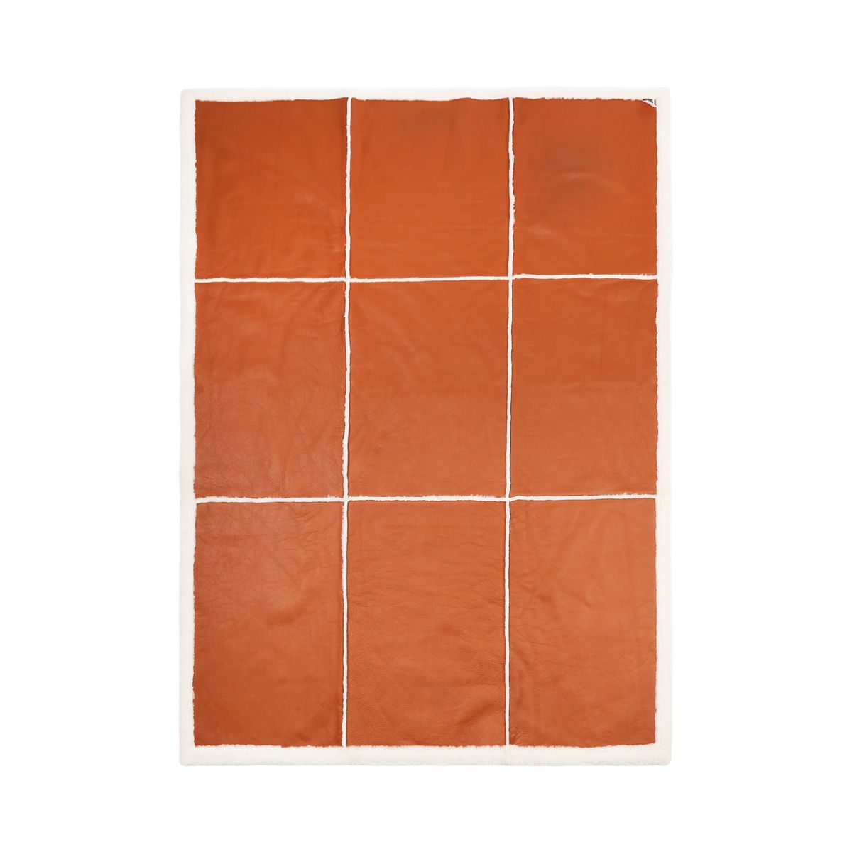 Addison Plaid | Tweezijdige Schapenvacht | Korte Wol Leer Bruin/Ivoor