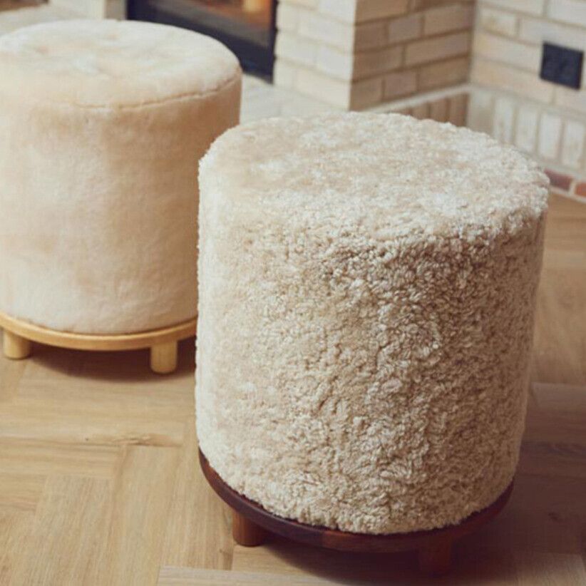 Simon Poef | Kortharige Schapenvacht | D46xH52 cm Antraciet Grijs