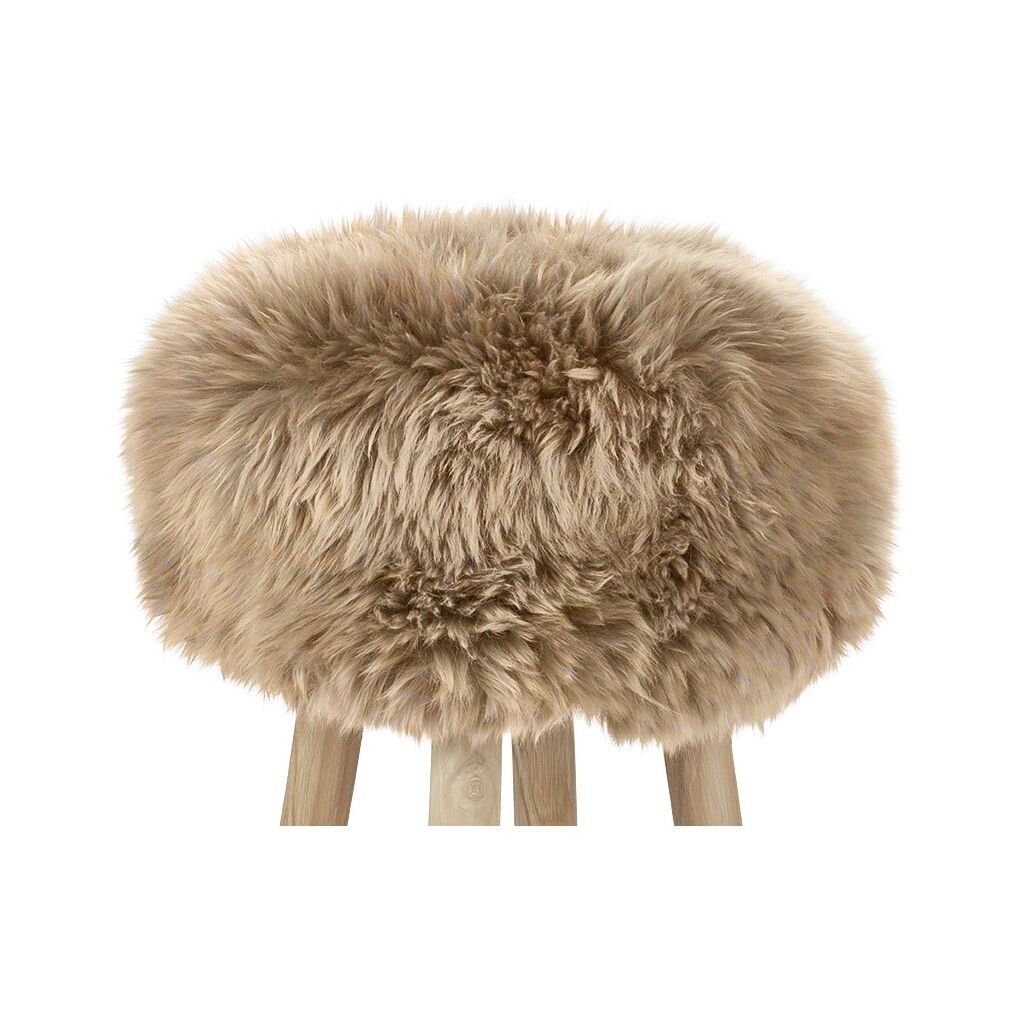 Premium Seat Cover | Long Wool | New Zealand | Ø34cm Taupe