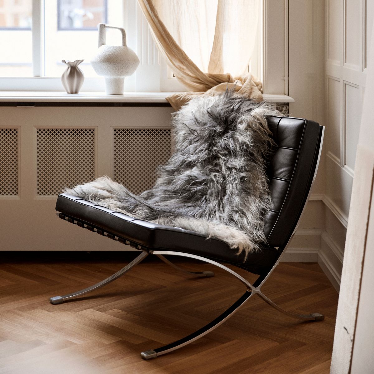IJslandse Schapenvacht | Langharig | 90 cm Natuurlijk Grijs