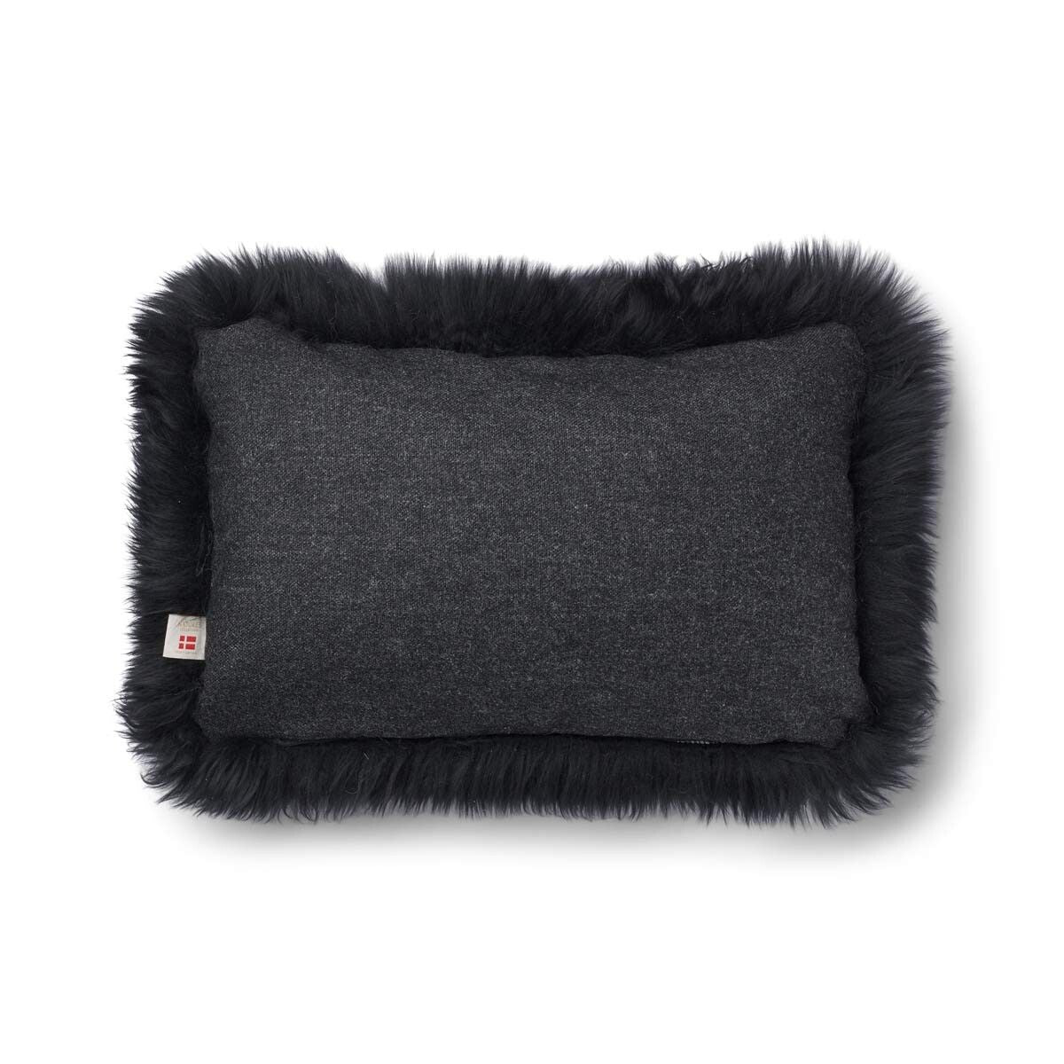 Langharig Schapenvacht Kussen | 52x52 cm | 34x52 cm Houtskool/Zwart