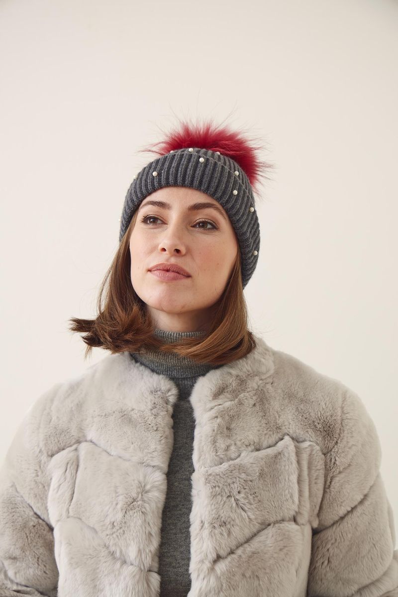 Safina Pomponmuts Donkergrijs/Rood