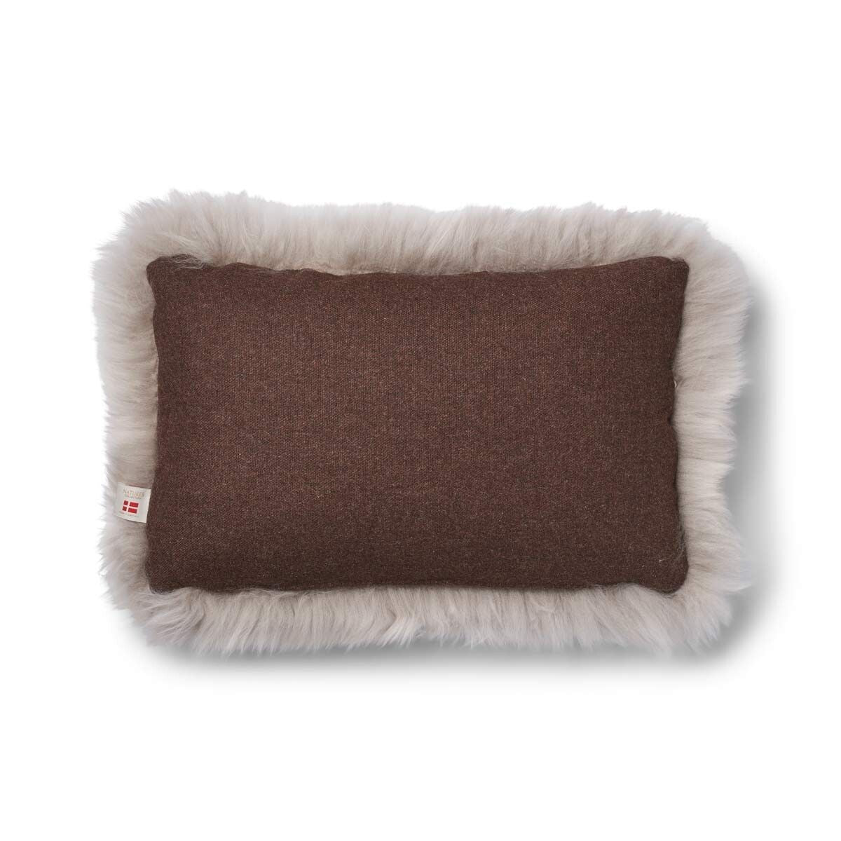 Langharig Schapenvacht Kussen | 52x52 cm | 34x52 cm Bruin/Duif