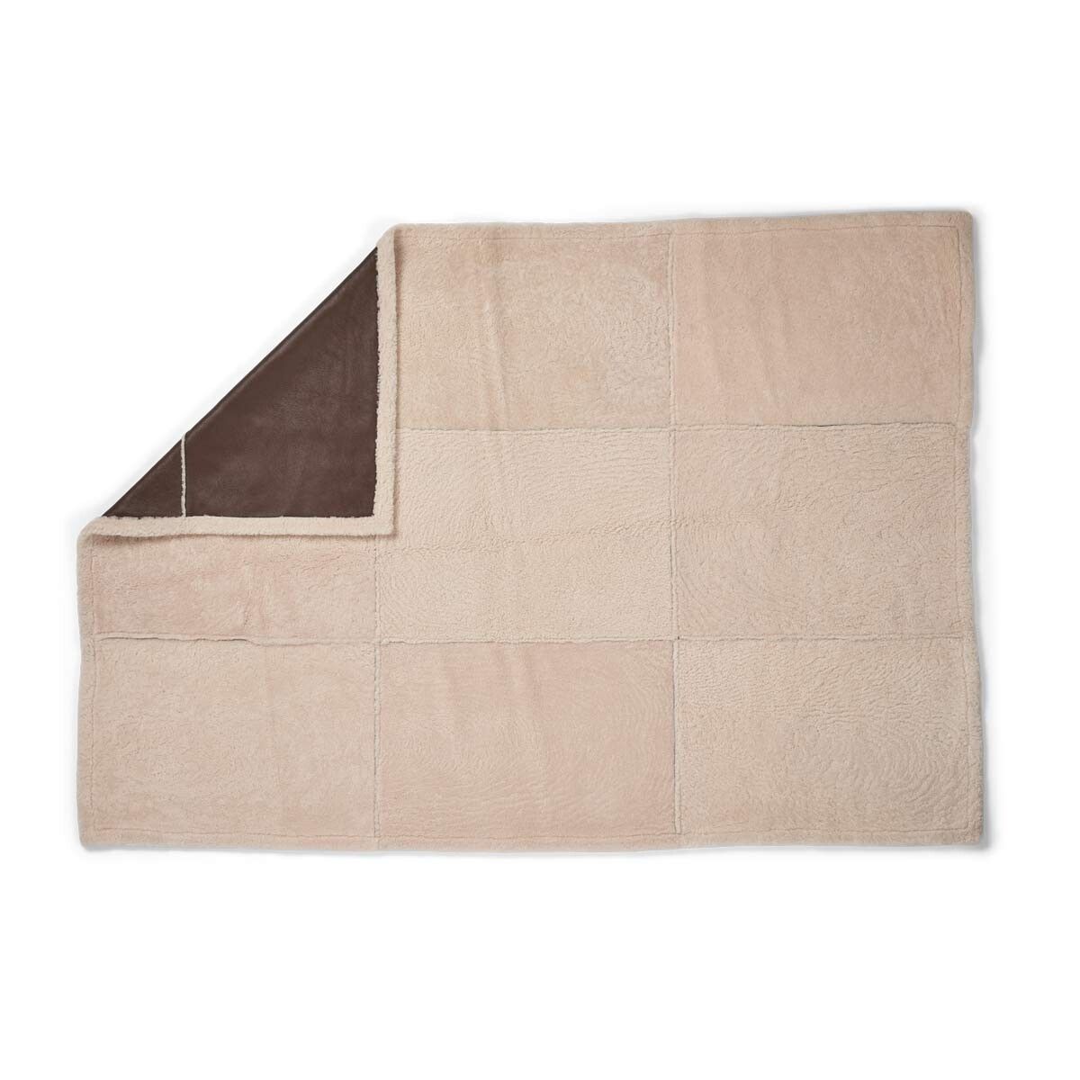 Addison Plaid | Tweezijdige Schapenvacht | Korte Wol Choco/Beige
