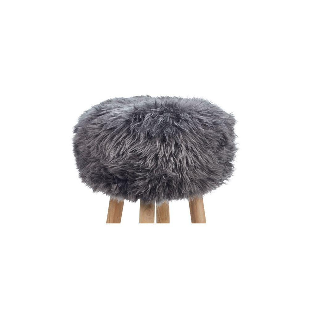 Premium Seat Cover | Long Wool | New Zealand | Ø34cm Staal Grijs