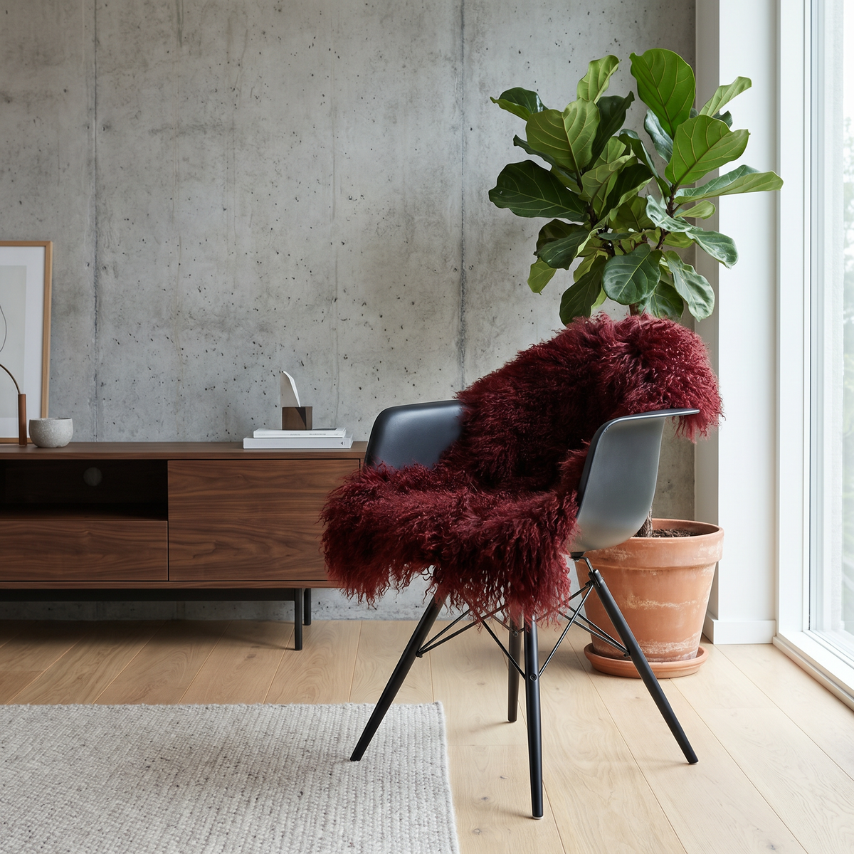 Curly Schapenvacht | Tibet | 85 x 50 cm Burgundy