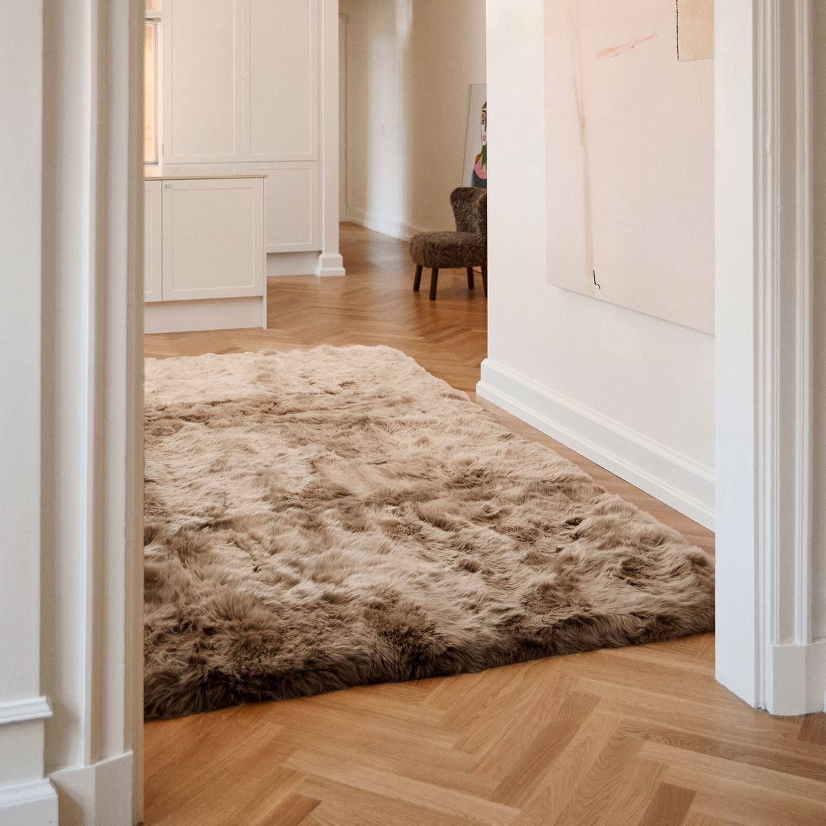 Langharig Schapenvacht Design Kleed Zwart