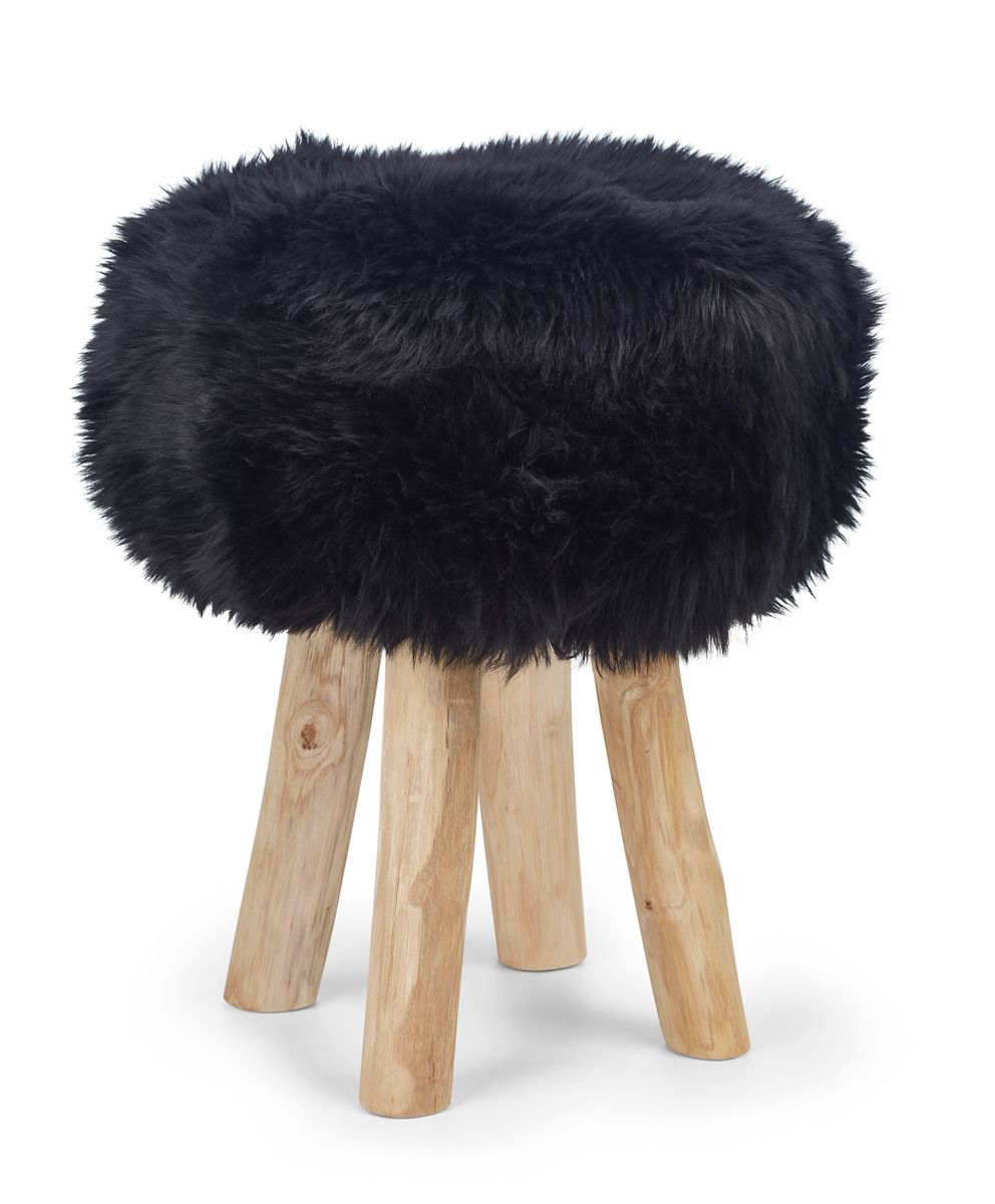 Premium Seat Cover | Long Wool | New Zealand | Ø34cm Zwart