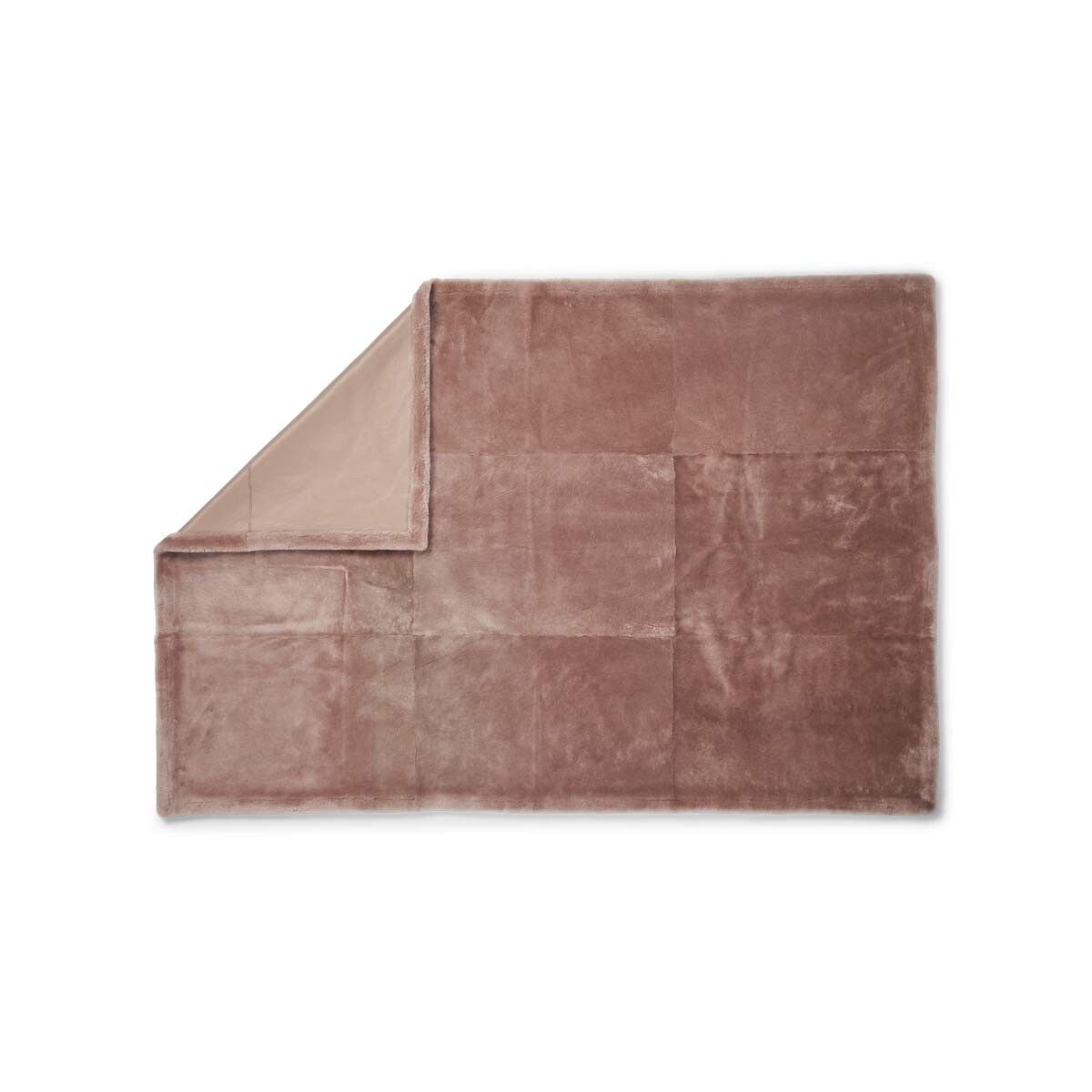Angelina Plaid | Tweezijdige Schapenvacht | Korte Wol Stucco zand