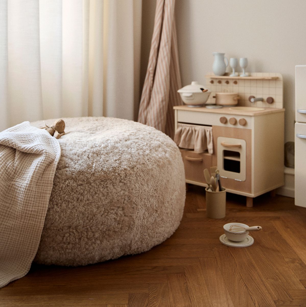 Zitzak | Korte Wol | Medium | Large Antraciet Grijs