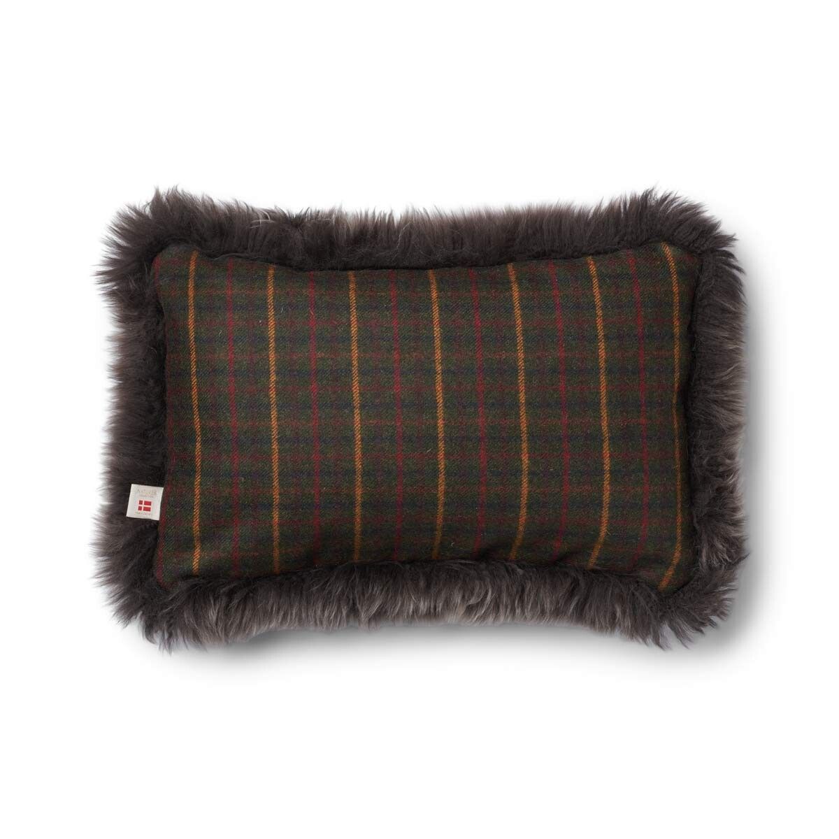 Eenzijdig Schapenvacht Kussen | LW | 52x52 cm | 34x52 cm Kilberry Fir-Donkergroen/Walnoot