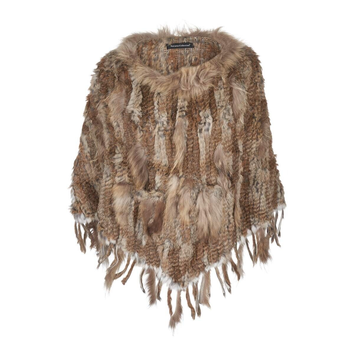 Noa Poncho met kwastjes Natuurlijk Bruin