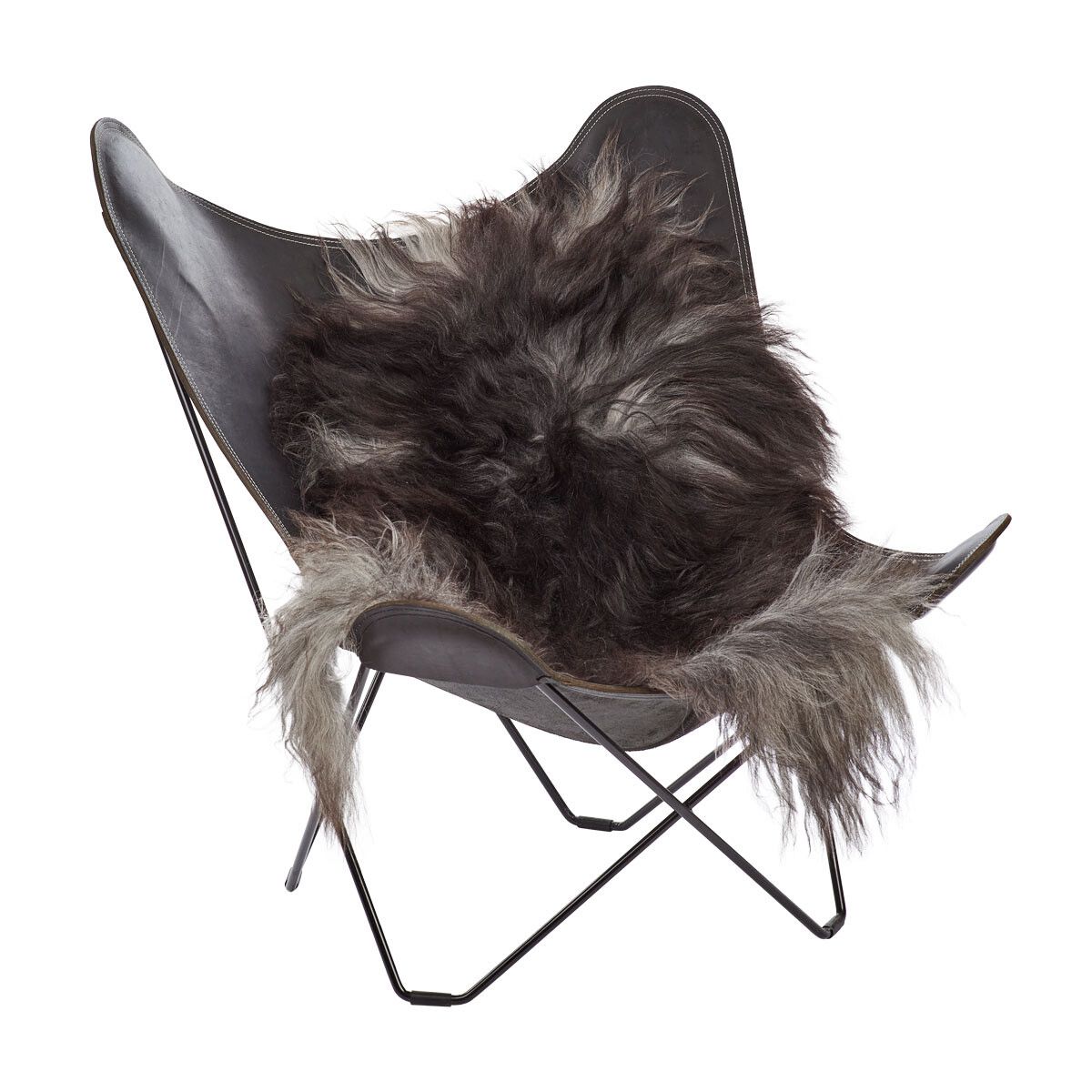 IJslandse Schapenvacht | Langharig | 100-120 cm Natuurlijk Donker Grijs