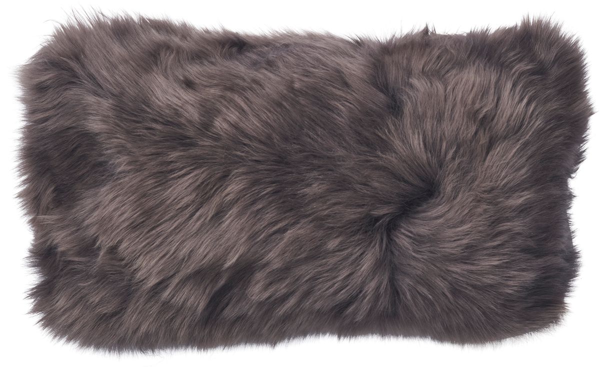 Langharig Schapenvacht Kussen | Dubbelzijdig | Nieuw-Zeeland | 25x50 cm Walnoot bruin