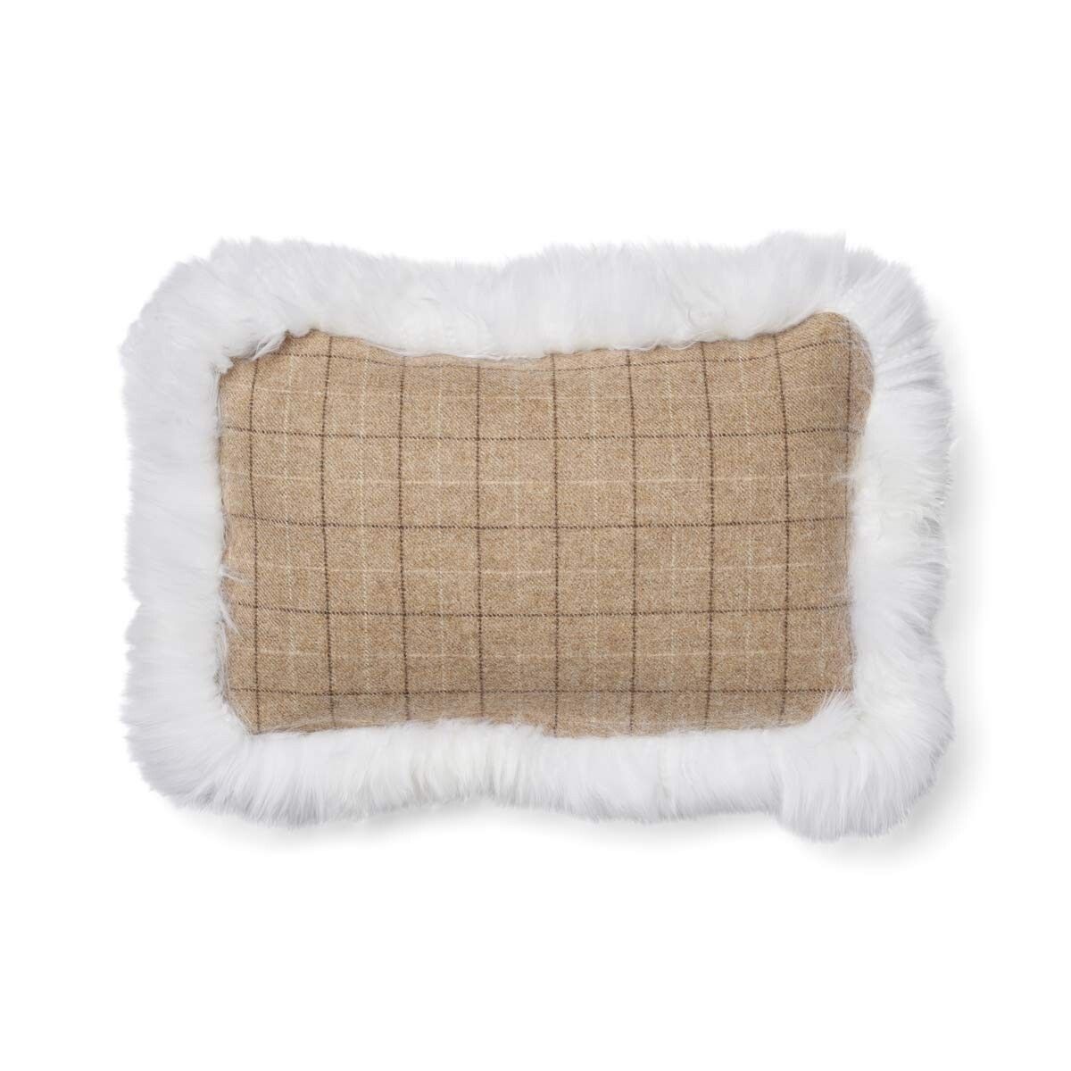 Wollen Kussen | Dubbelzijdig | LW rand | 52x52 cm | 34x52 cm Havermout beige/ivoor