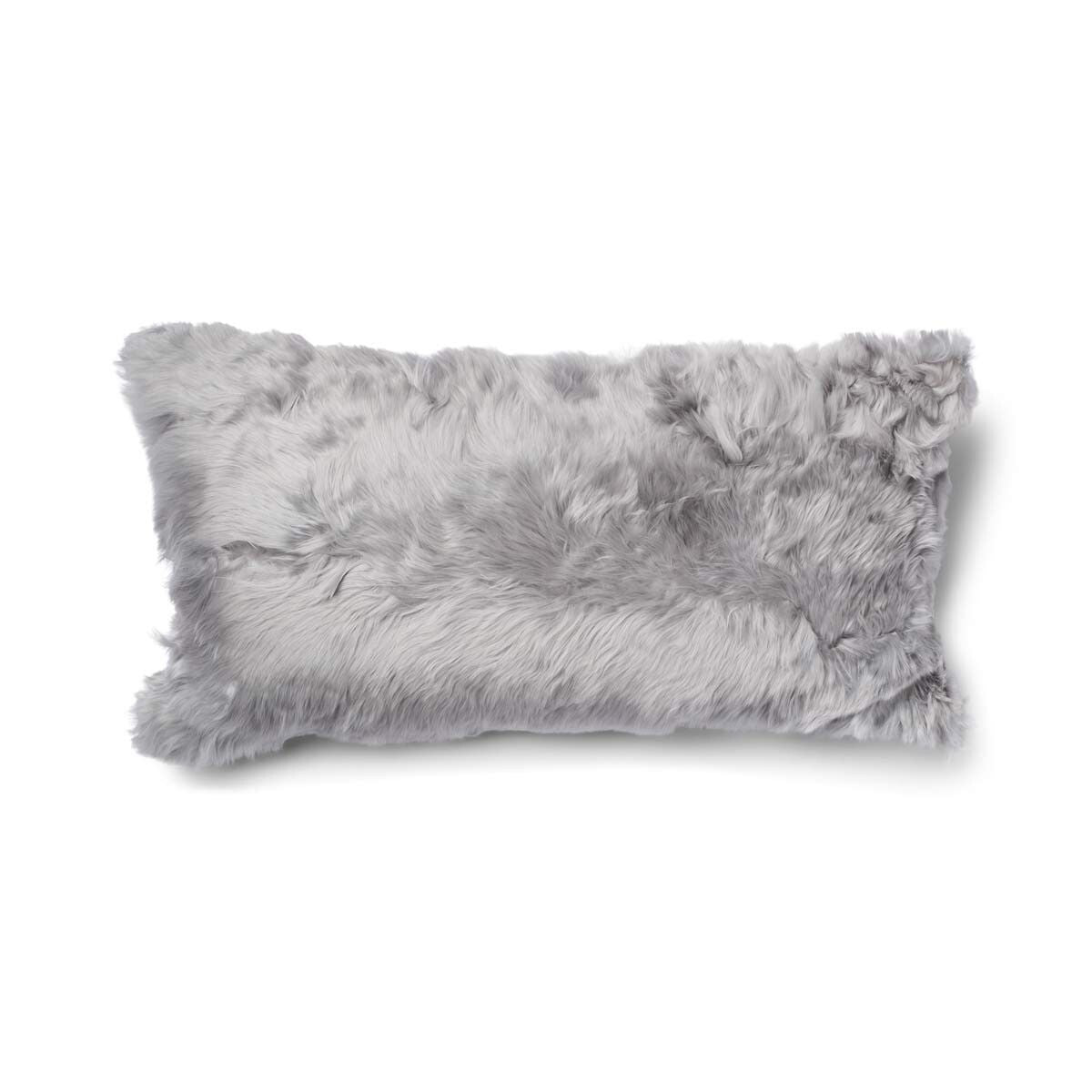 Alpaca Kussen | Lange Wol Licht Grijs