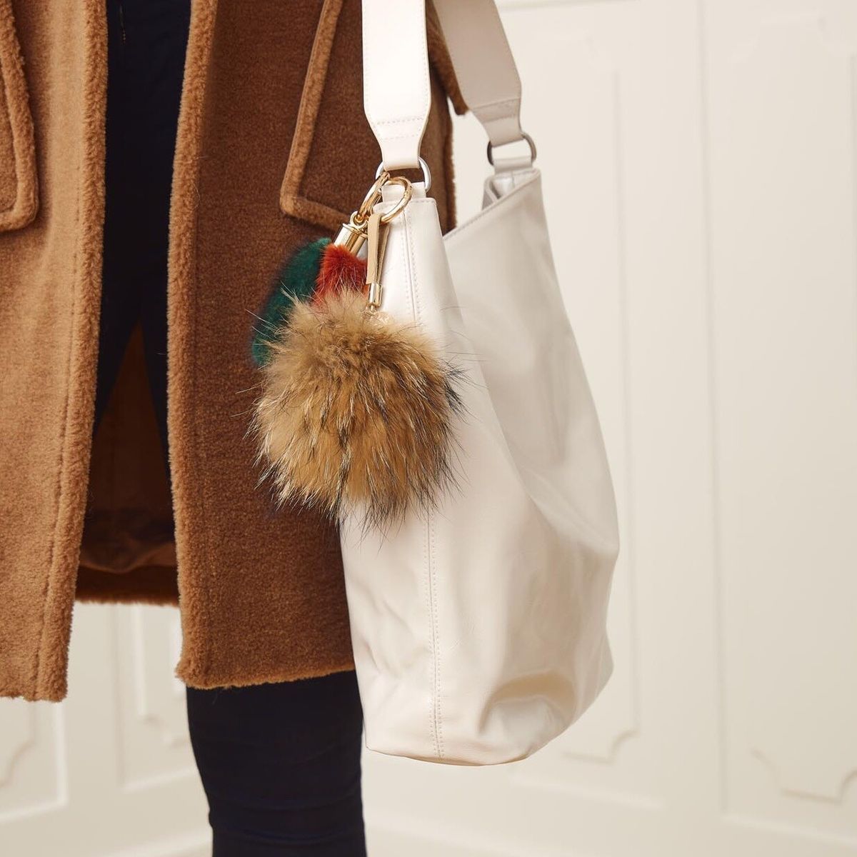 Pompon Sleutelhanger Burgundy