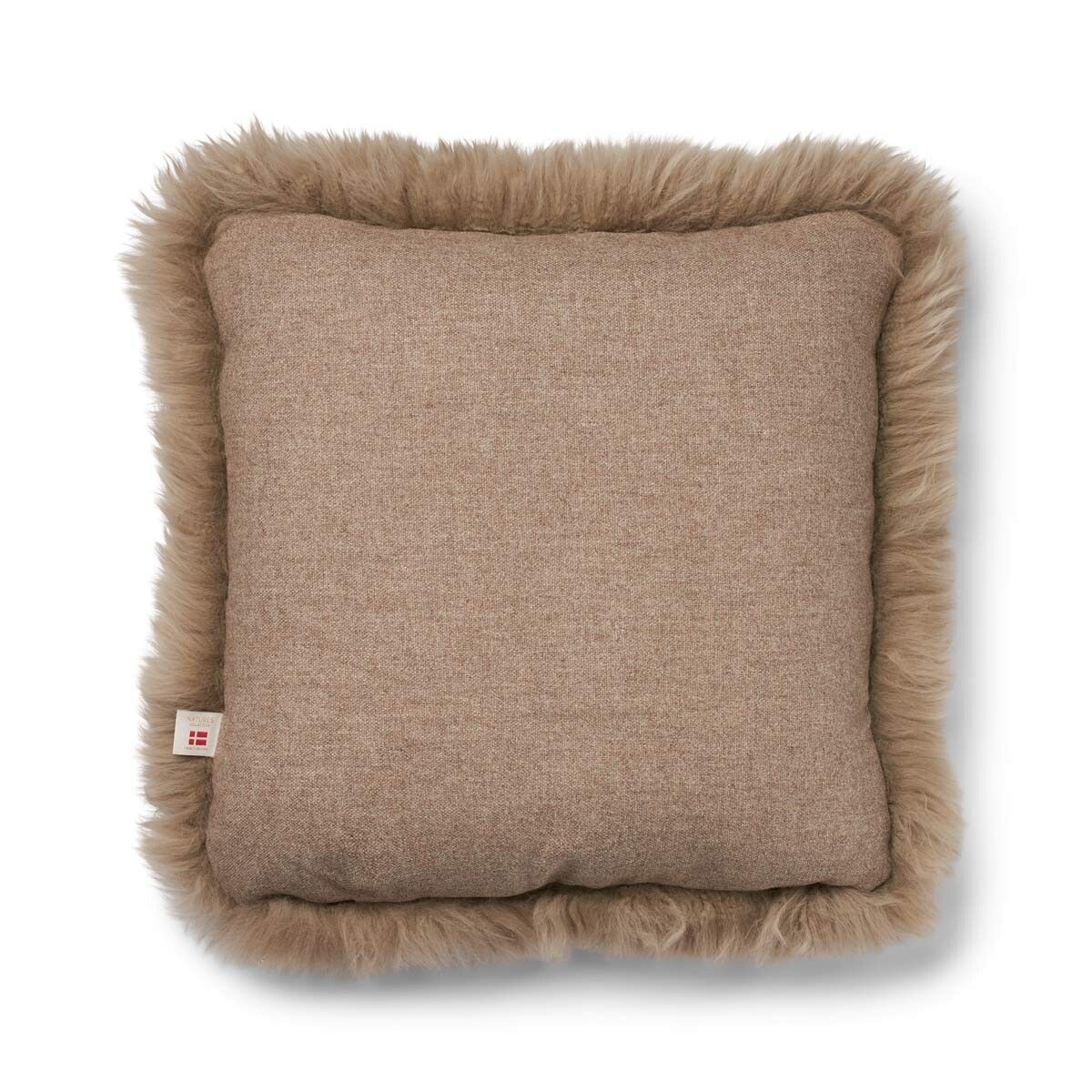 Langharig Schapenvacht Kussen | 52x52 cm Beige/Taupe