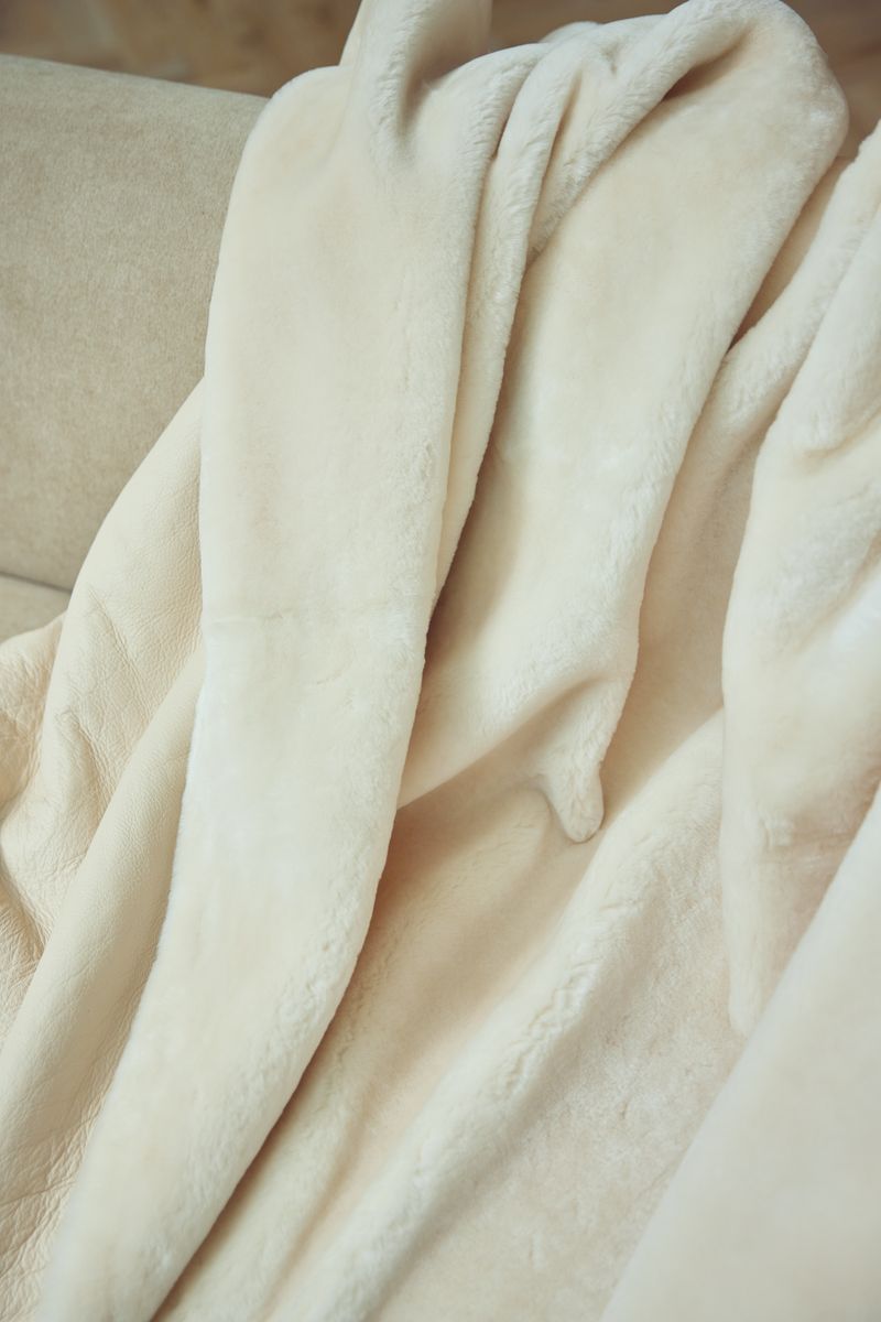 Angelina Plaid | Tweezijdige Schapenvacht | Korte Wol Beige