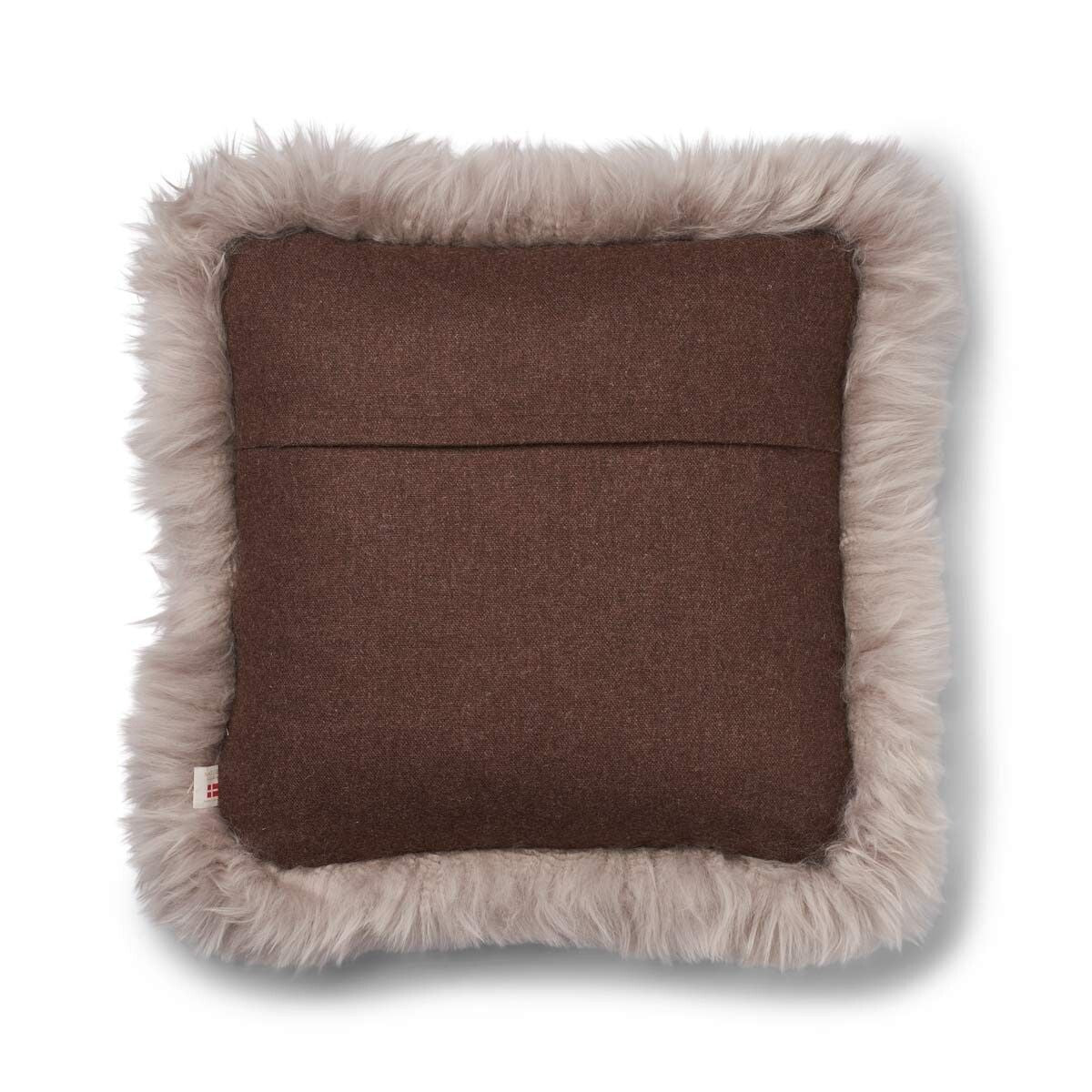 Wollen Kussen | LW rand | 52x52 cm Bruin/Duif