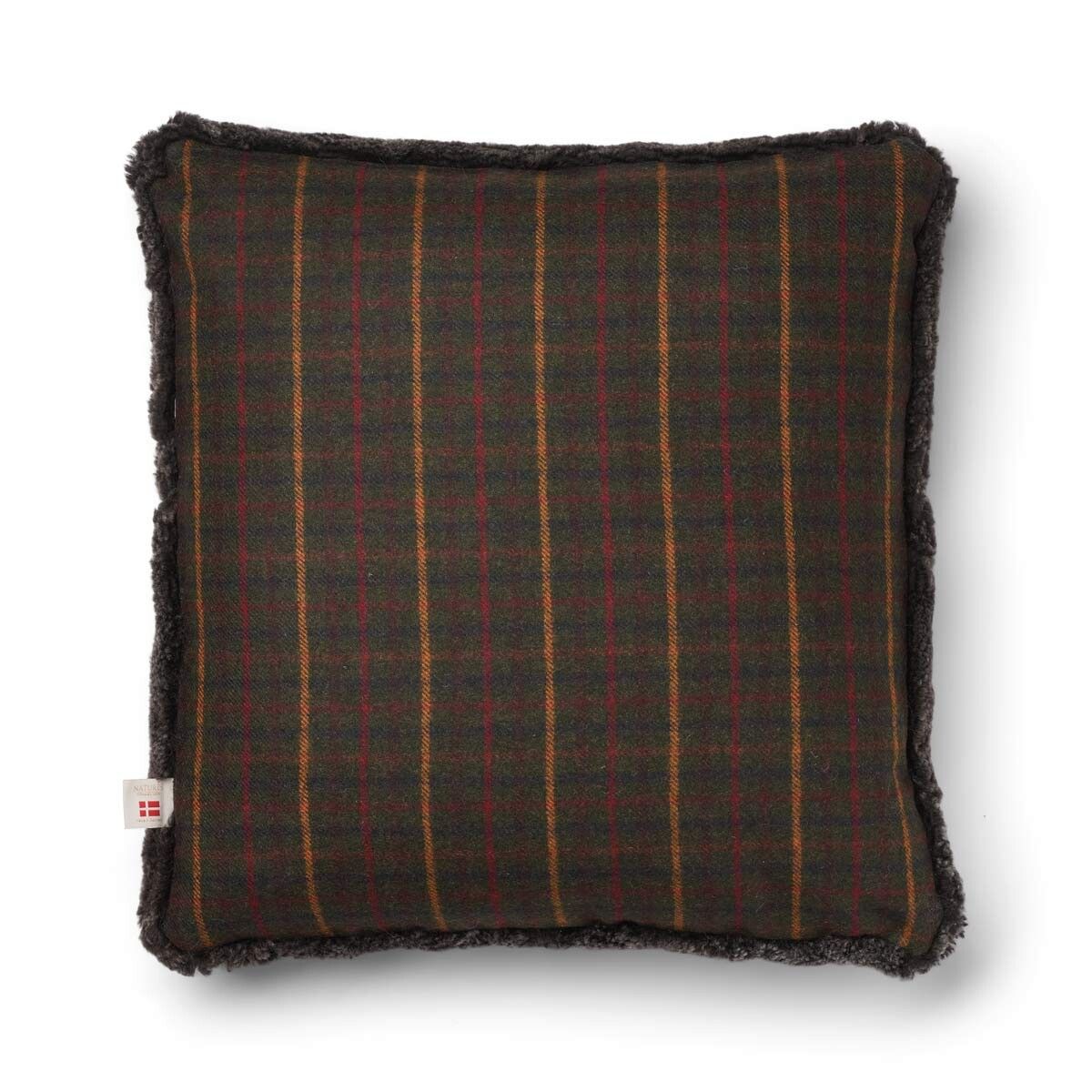 Eenzijdig Schapenvacht Kussen | SW | 52x52 cm Kilberry Fir-Donkergroen/Cappuccino