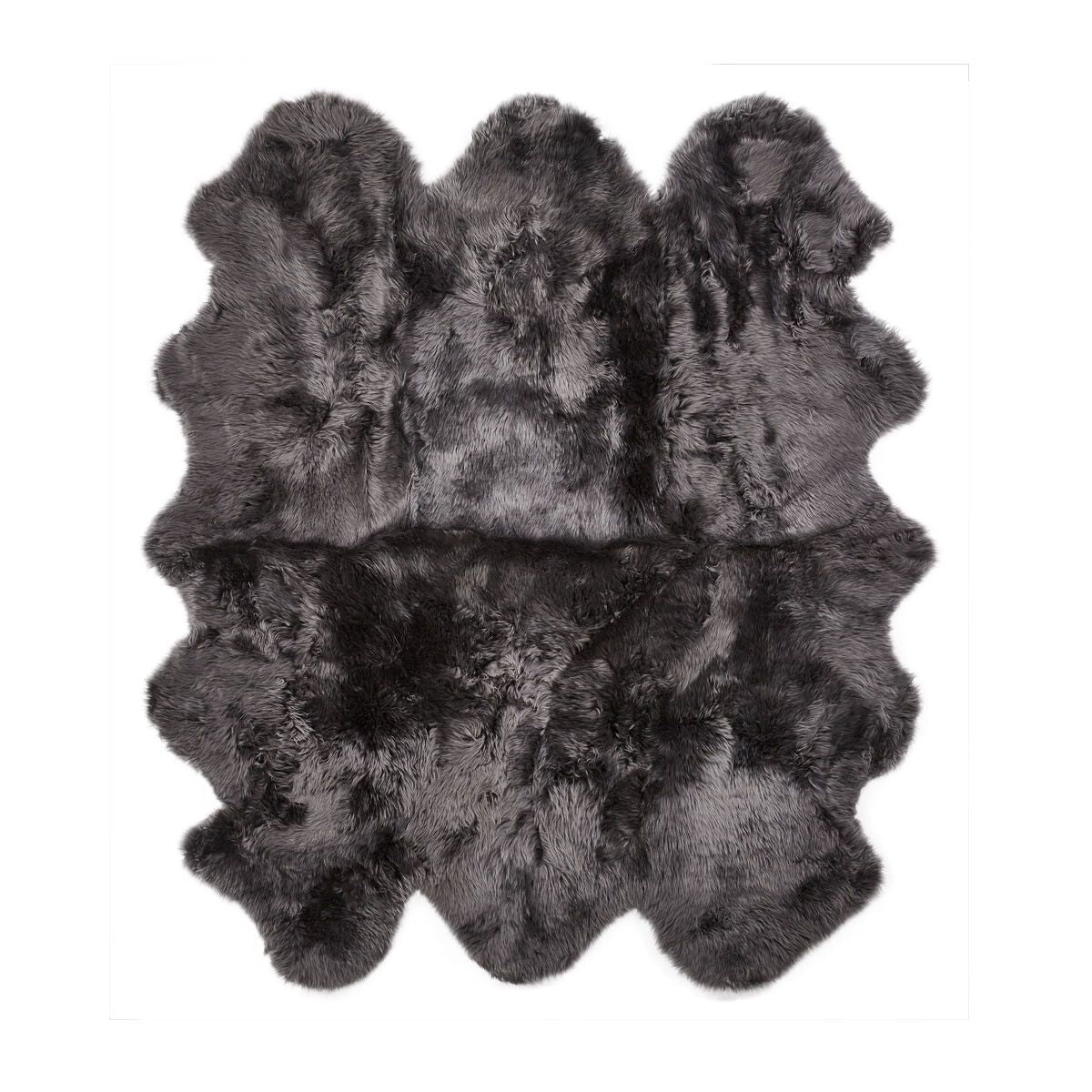 Nieuw- Zeelandse schapenvacht | Langharig | Zesdubbel Kleed 180x162 cm Staal Grijs