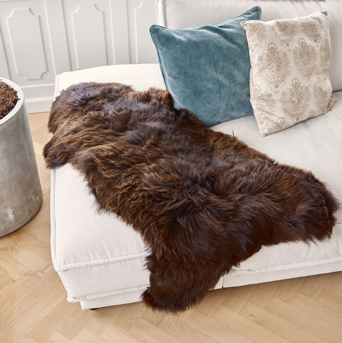 Engelse Schapenvacht | 120+ cm Natuurlijk donkerbruin