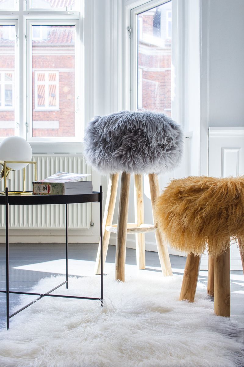 Premium Seat Cover | Long Wool | New Zealand | Ø34cm Licht Grijs