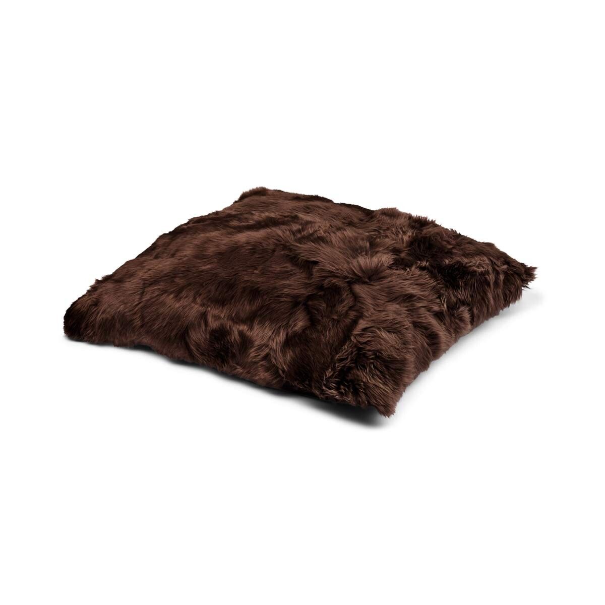 Maxi Float kussen | Dubbelzijdig | Lange Wol | 90x90 cm Chocolade