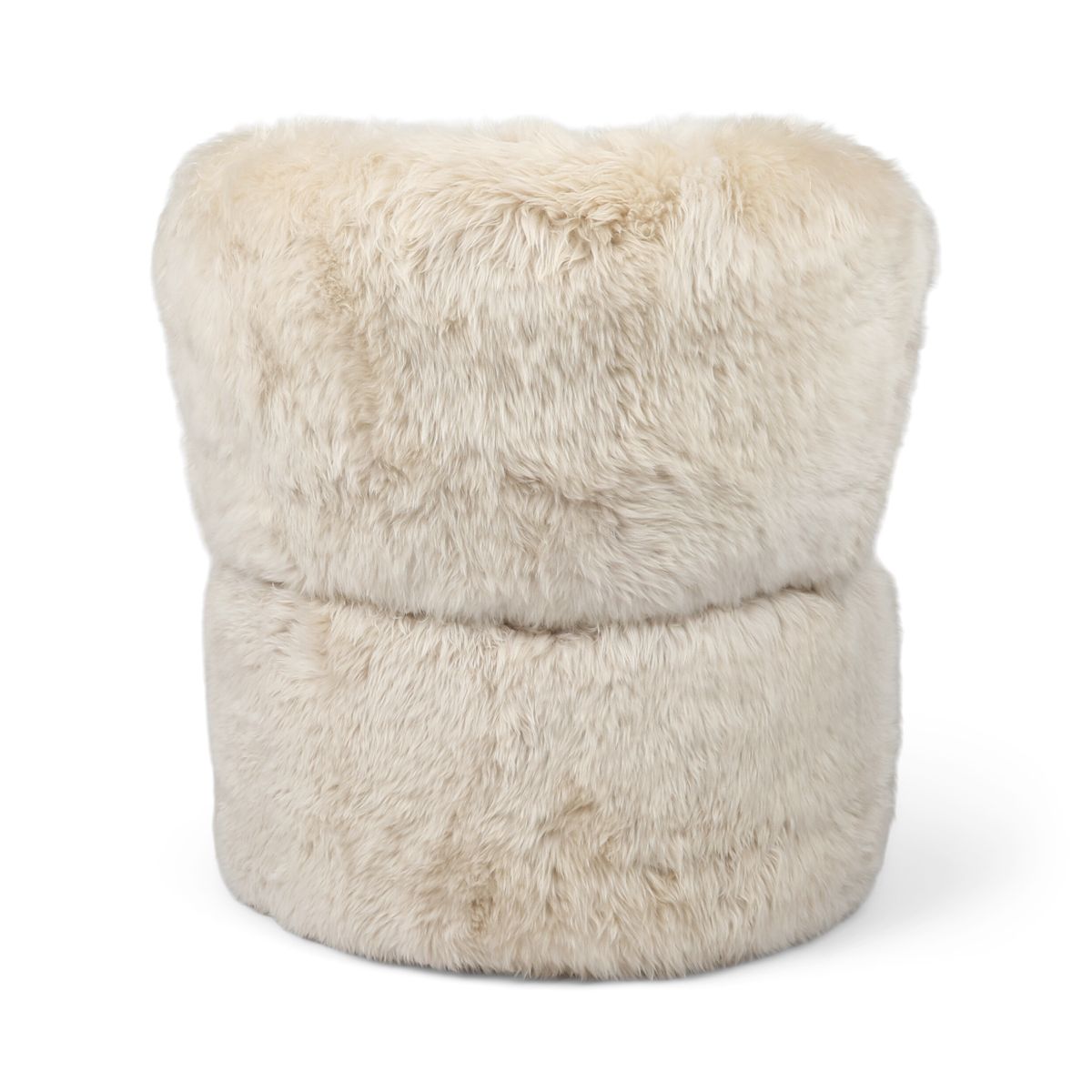 Skandi Ronde Loungestoel | Langharige Schapenvacht Linnen