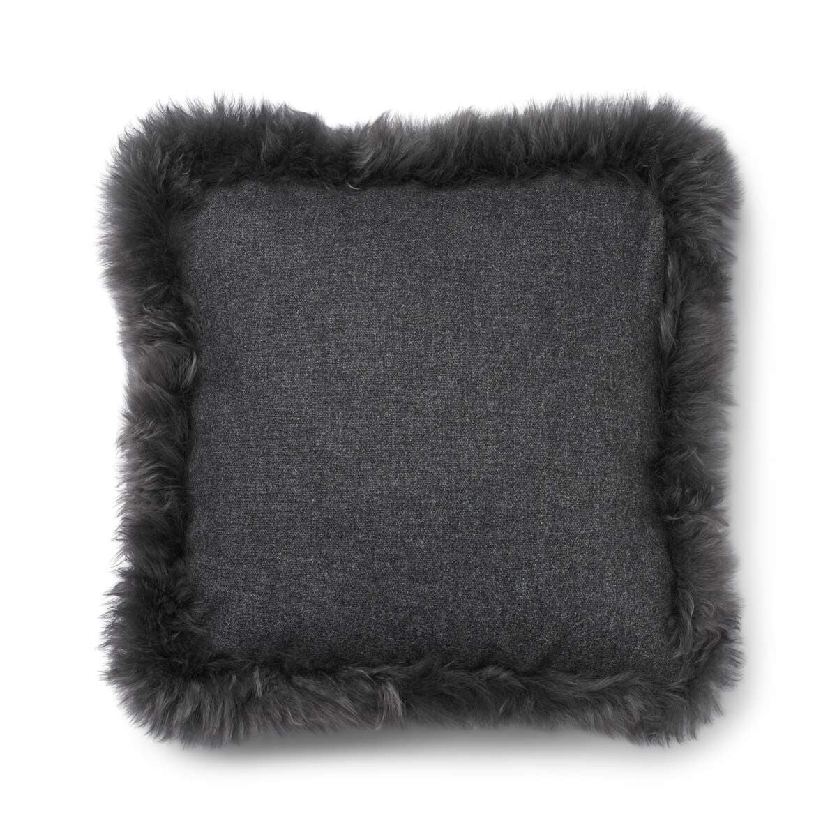 Wollen Kussen | LW rand | 52x52 cm | 34x52 cm Rots/Staal