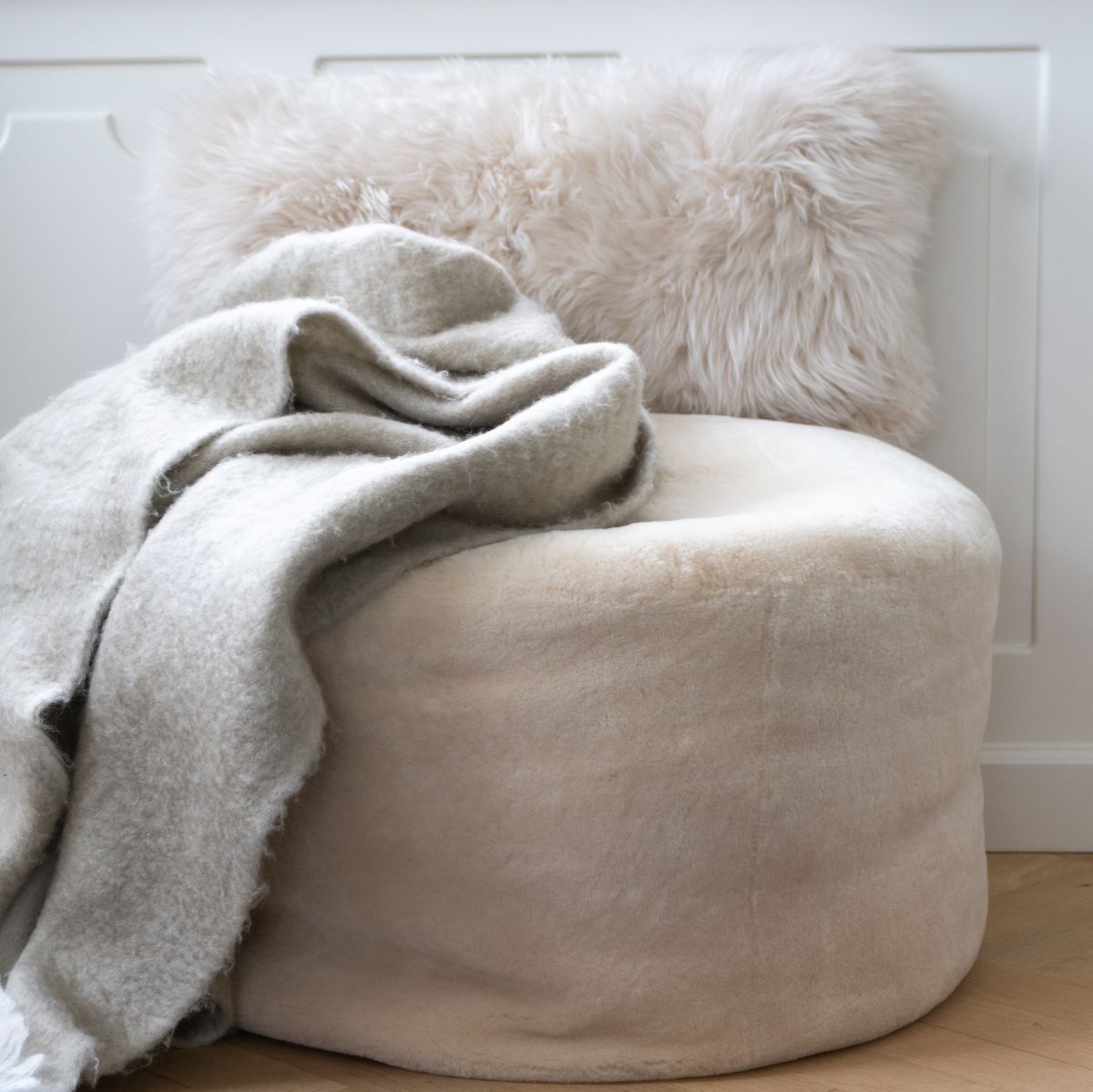 Ronde Moccasin Poef | ø55xH46cm Kastanje