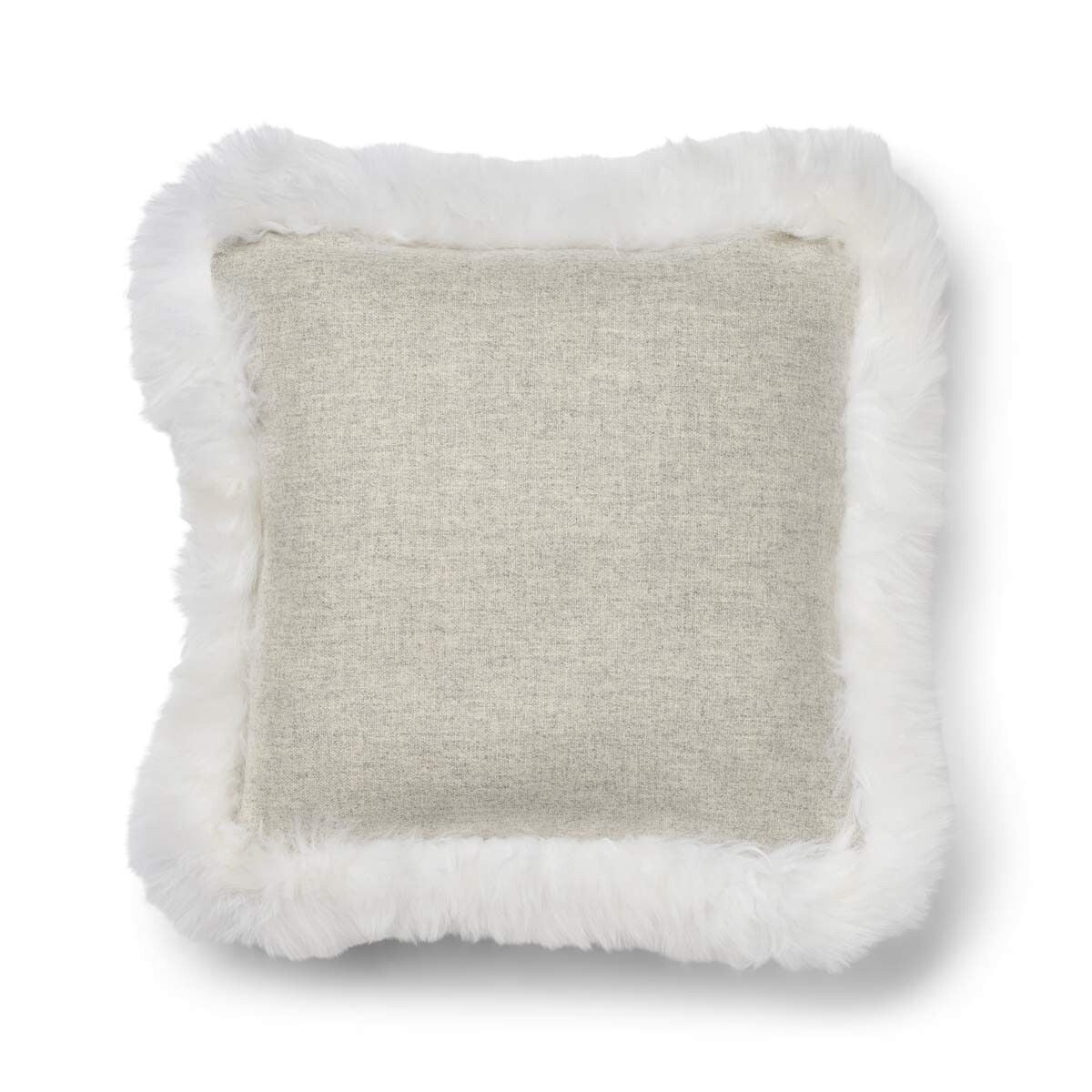 Wollen Kussen | LW rand | 52x52 cm | 34x52 cm Zilver/Ivoor